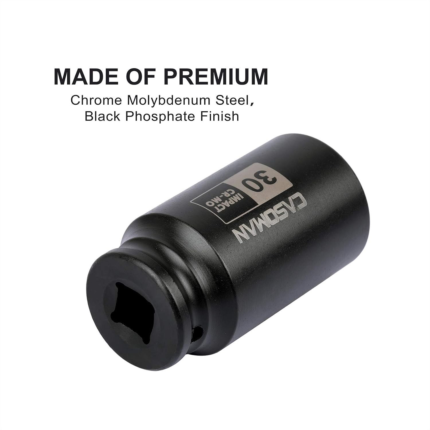 1/2″ Drive x 30 mm Deep 6 PT Impact Socket, CR-MO, 1/2-inch Drive 6 Point Axl…
