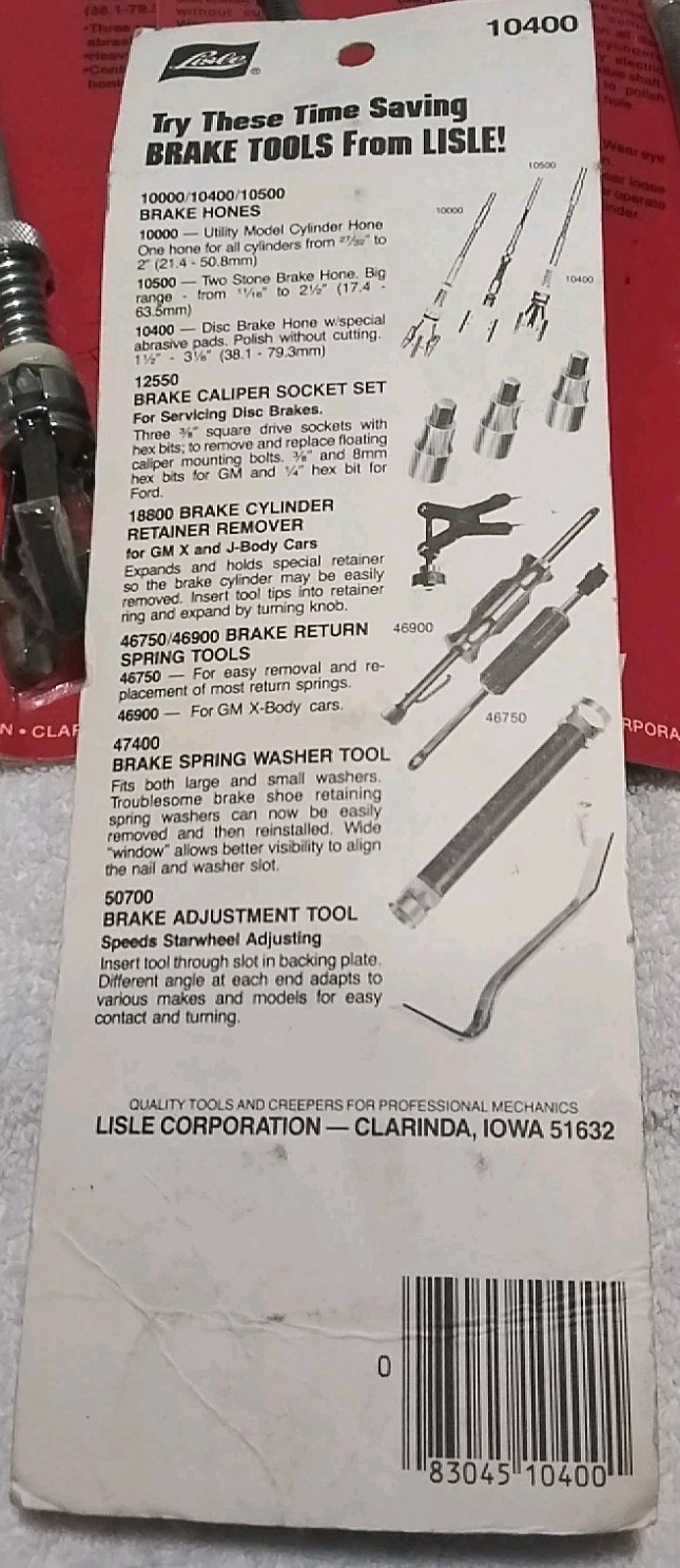 4pc LISLE #10400 3 STONE DISC BRAKE CYLINDER HONE «1-1/2″ × 3-1/8″ RANGE » SET