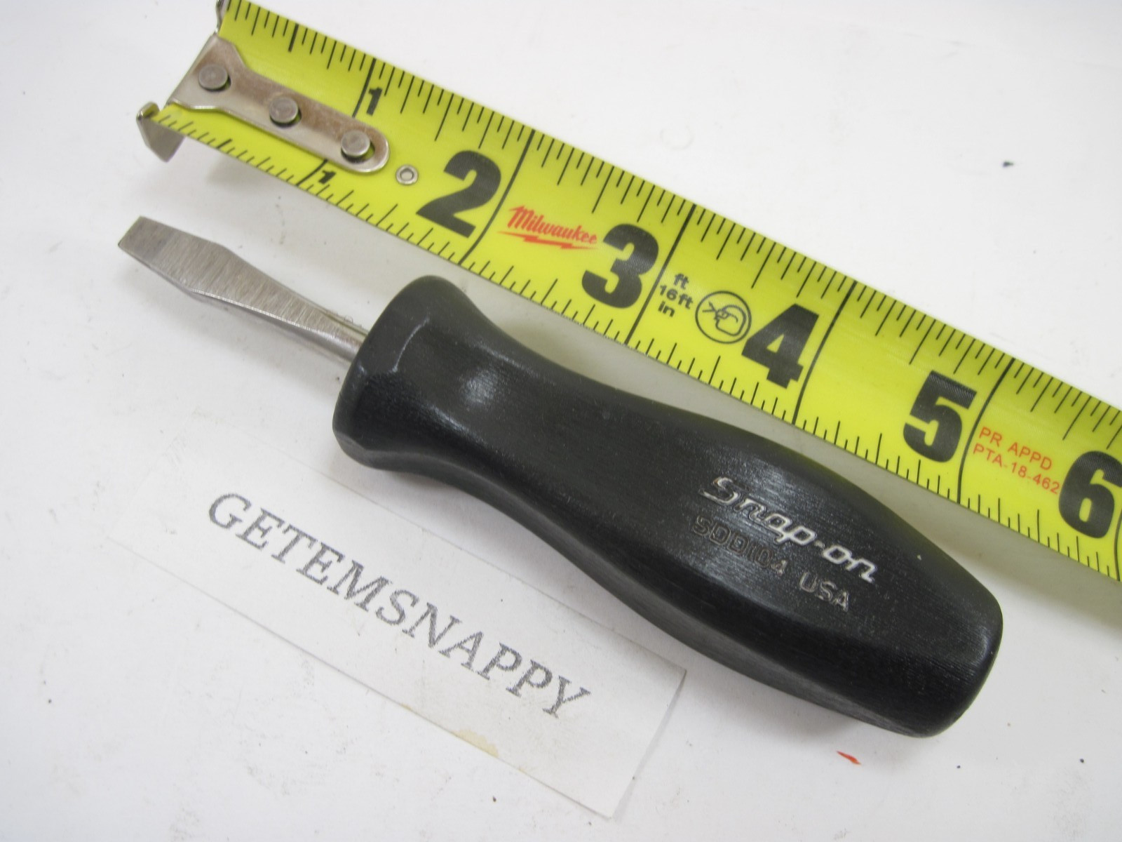 Vintage Snap On Slotted Stubby Black Handle Screwdriver SDD104 NICE RARE