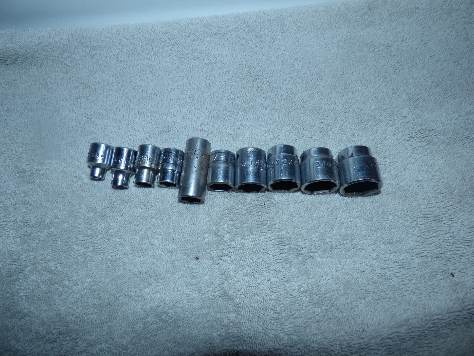 10PC MAC SNAP ON 3/8″ DRIVE ASSORTED SOCKETS 13/16″ TO 1/4″