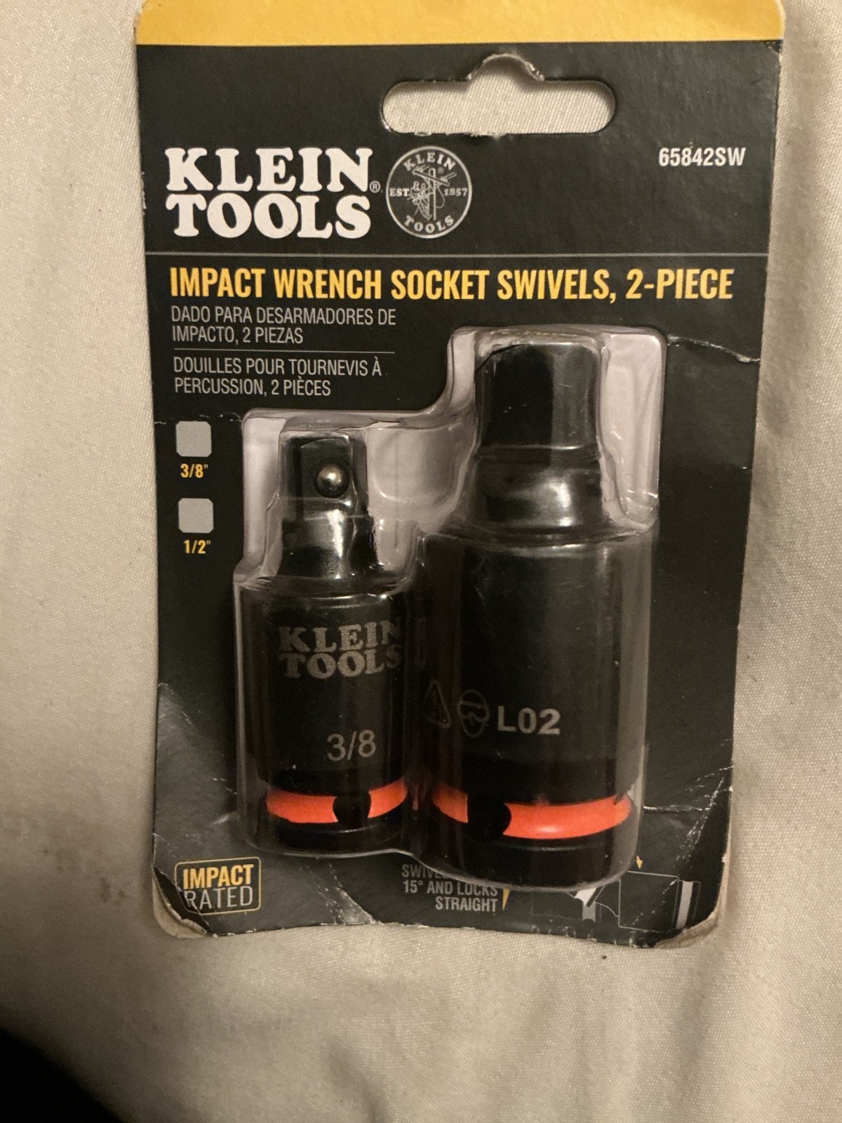 Klein Tools 65842SW Impact Wrench Socket Swivels 2 piece 3/8” & 1/2” New Sealed