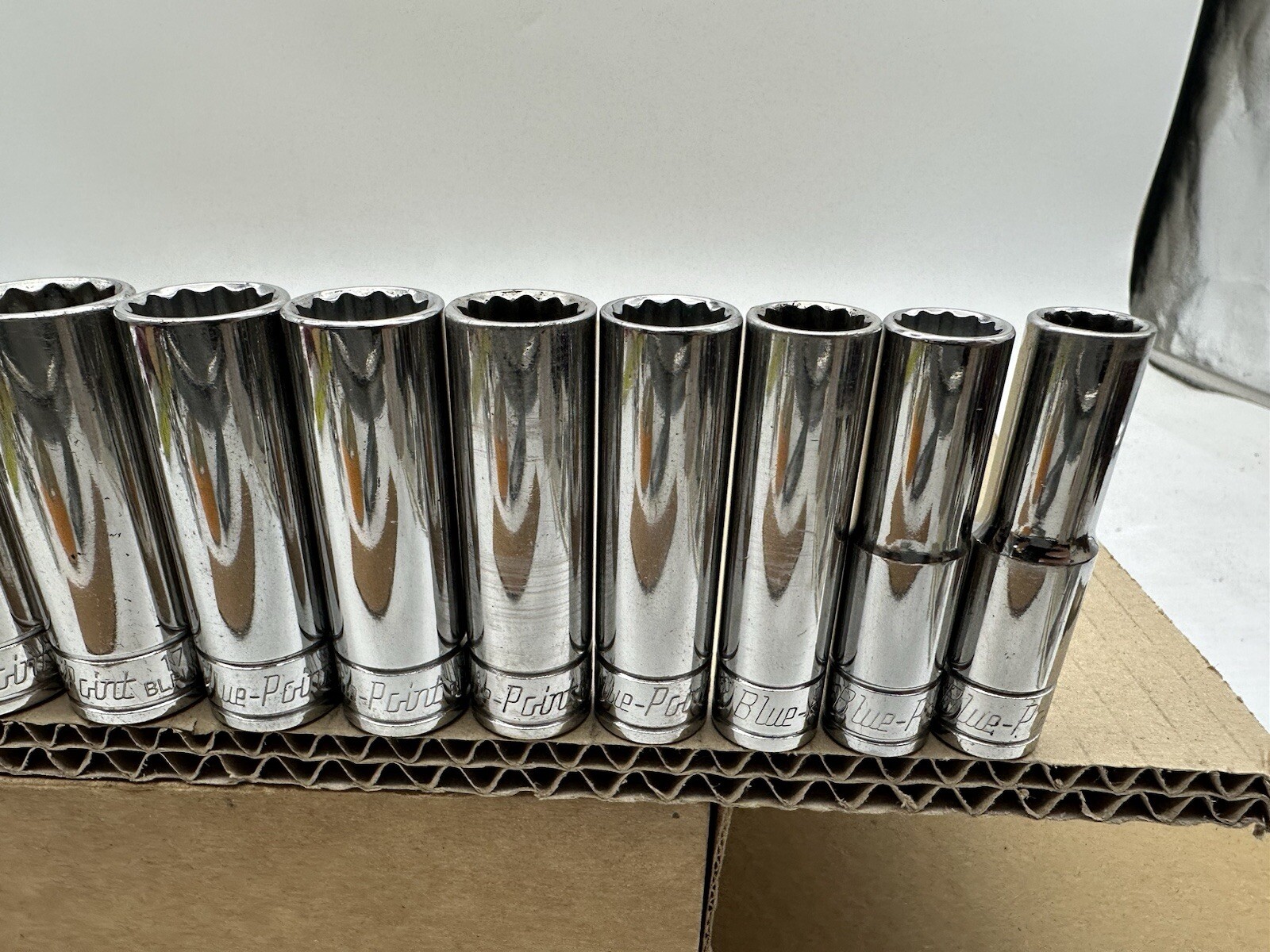 Blue-Point 3/8″ Drive 12 Point 15 Piece Deep Long Socket Set 10mm-24mm VGUC