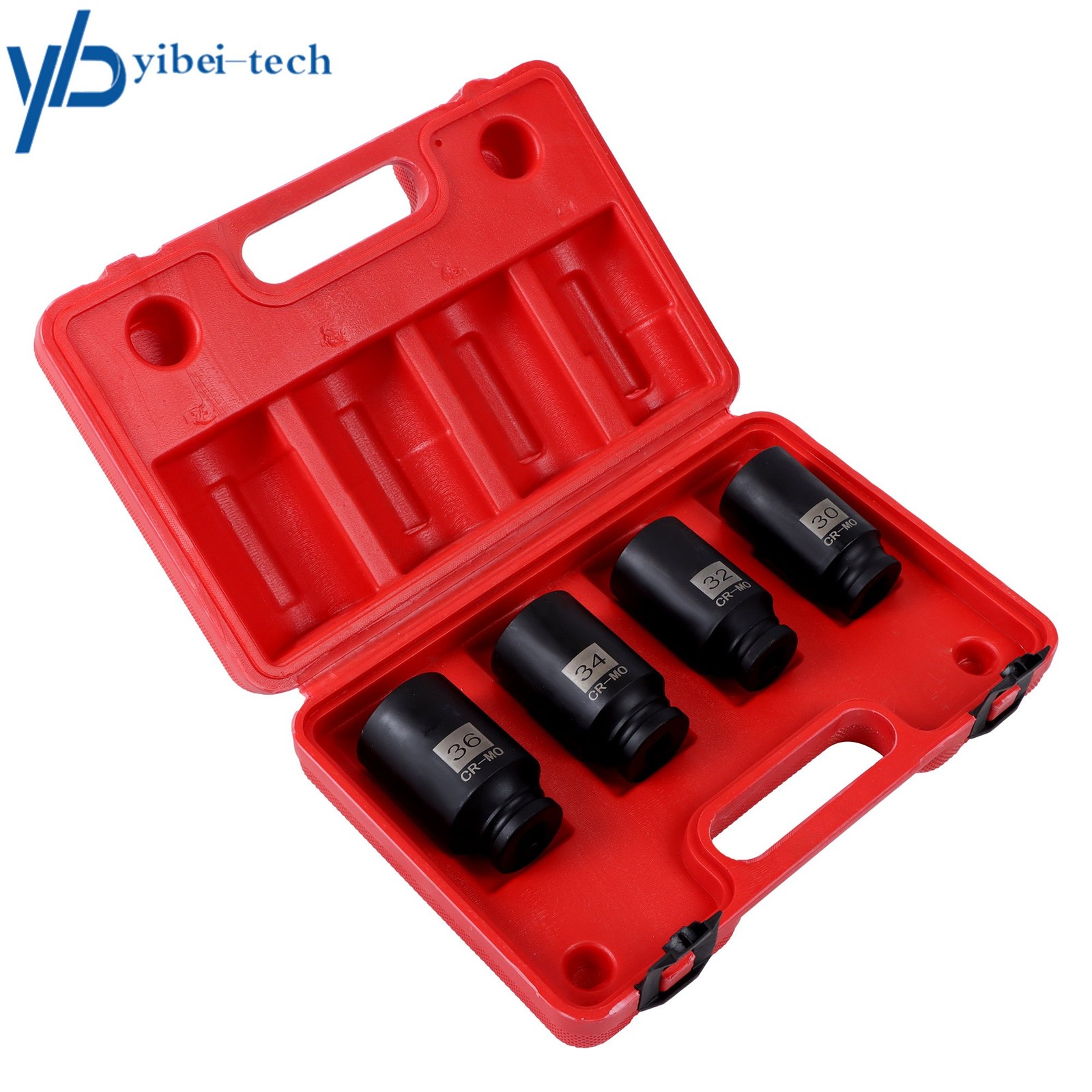 1/2» Drive Deep Spindle Axle Nut Impact Socket Set 12 point 30mm 32mm 34mm 36mm