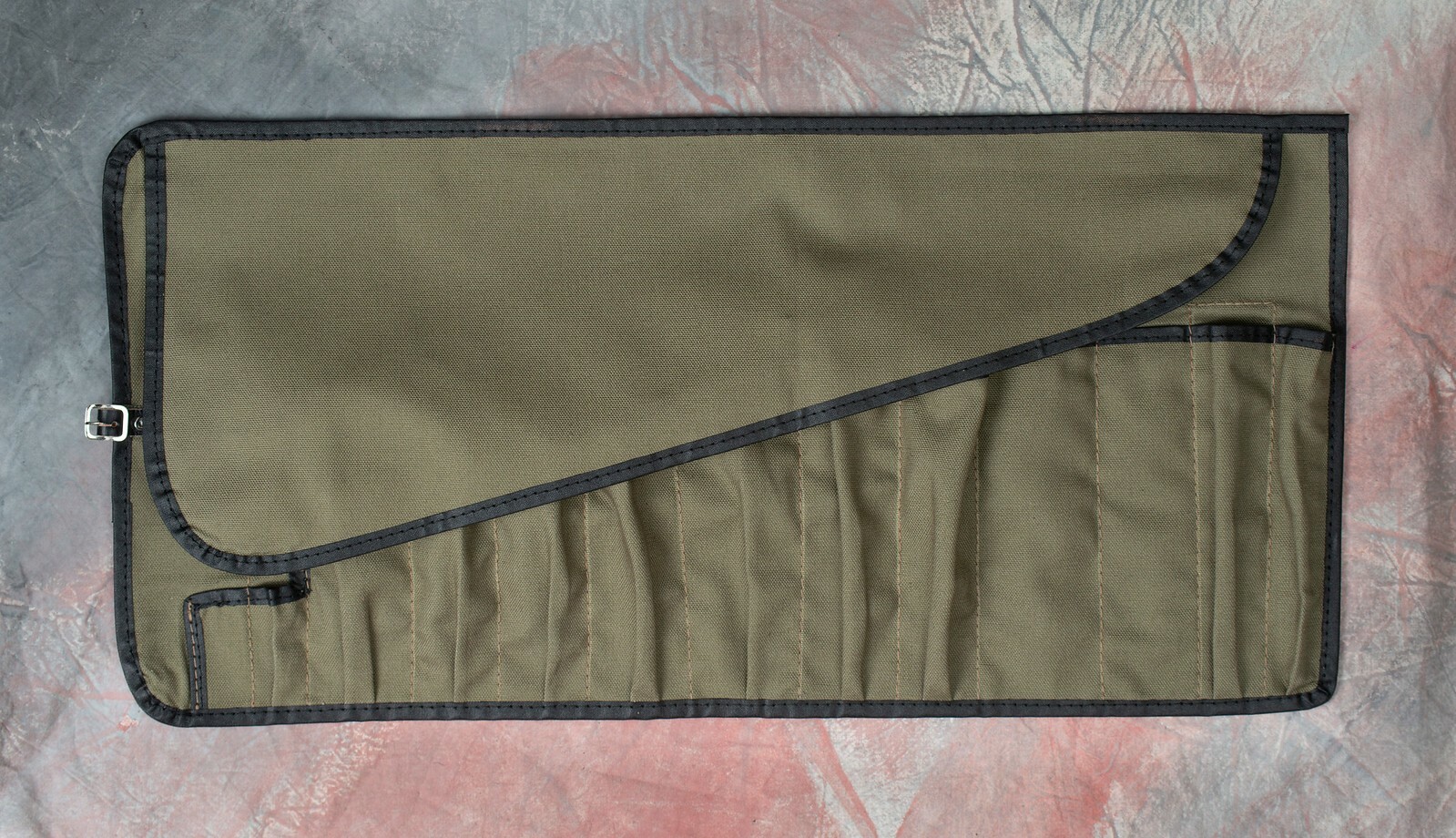 Jaguar XK120 Tool Bag/Roll/Pouch – C.2882/B1- Green Canvas, Buckle and Edge Trim