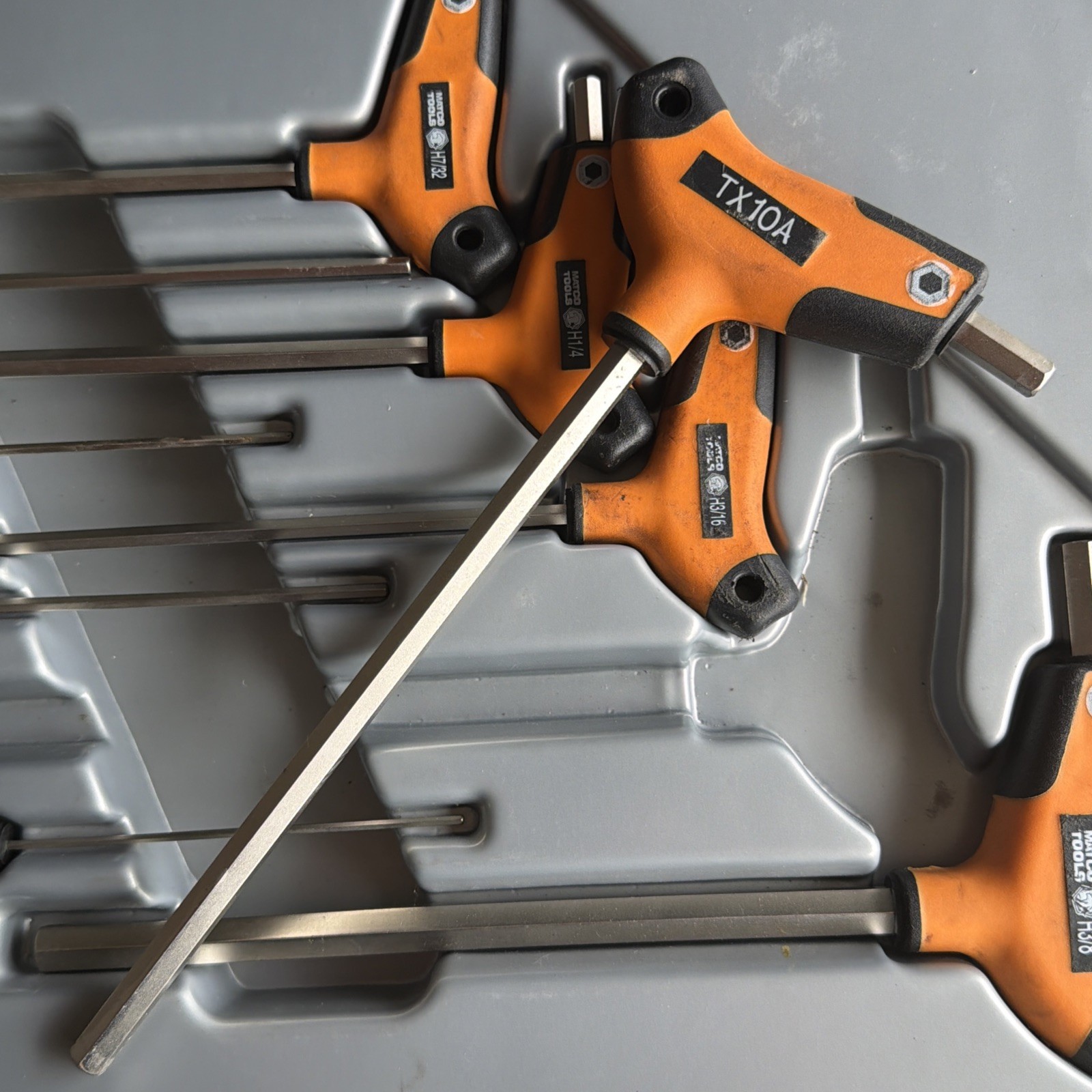 Matco Tools SAE T-Handle Long Short Combination Hex Key Wrench Set Orange STX9