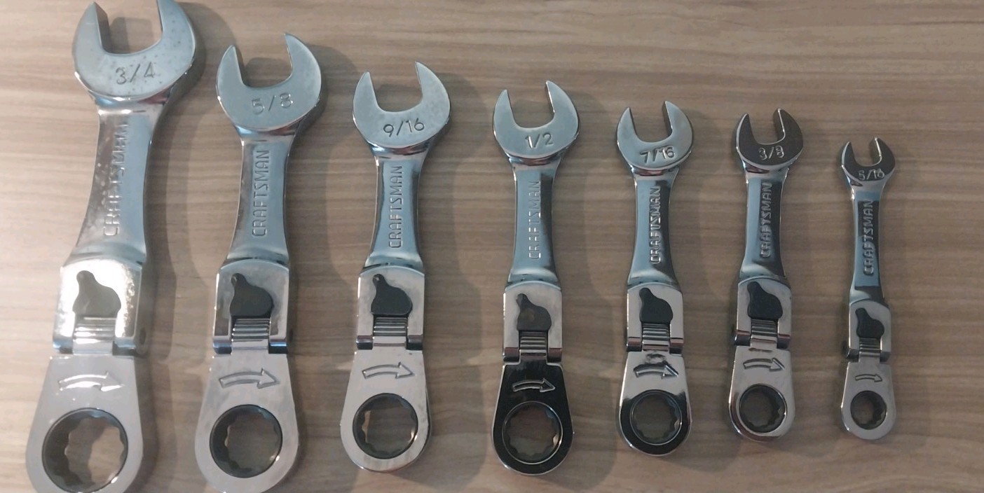 Craftsman 7 Pc. SAE Locking Flex RATCHETING «STUBBY «Wrench Set / UNUSED MINT