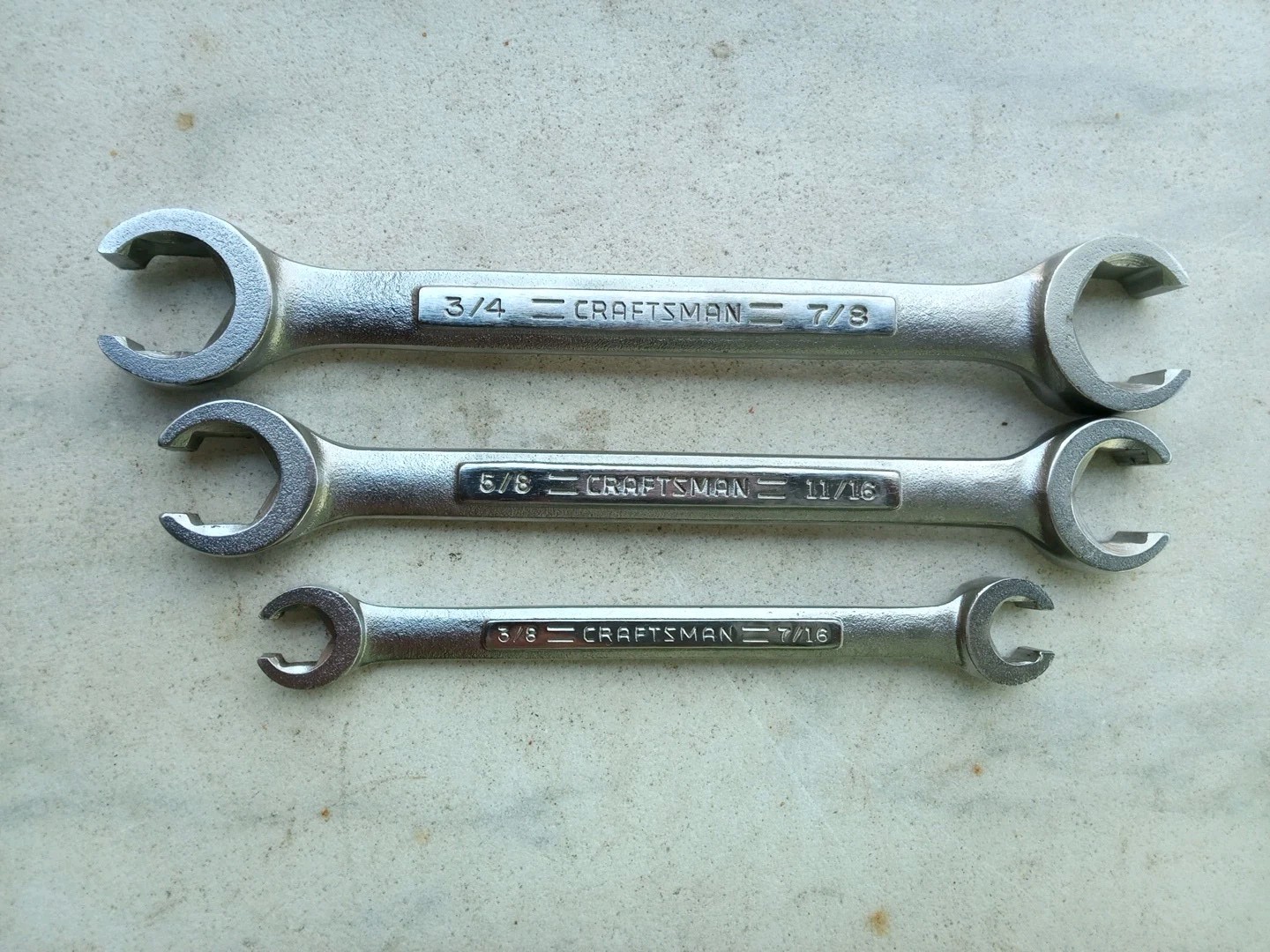 Craftsman Flare Nut 3pc Wrench Set (1) 3/4″x7/8″ (2) 11/16″x5/8″ (3) 7/16″x3/8″