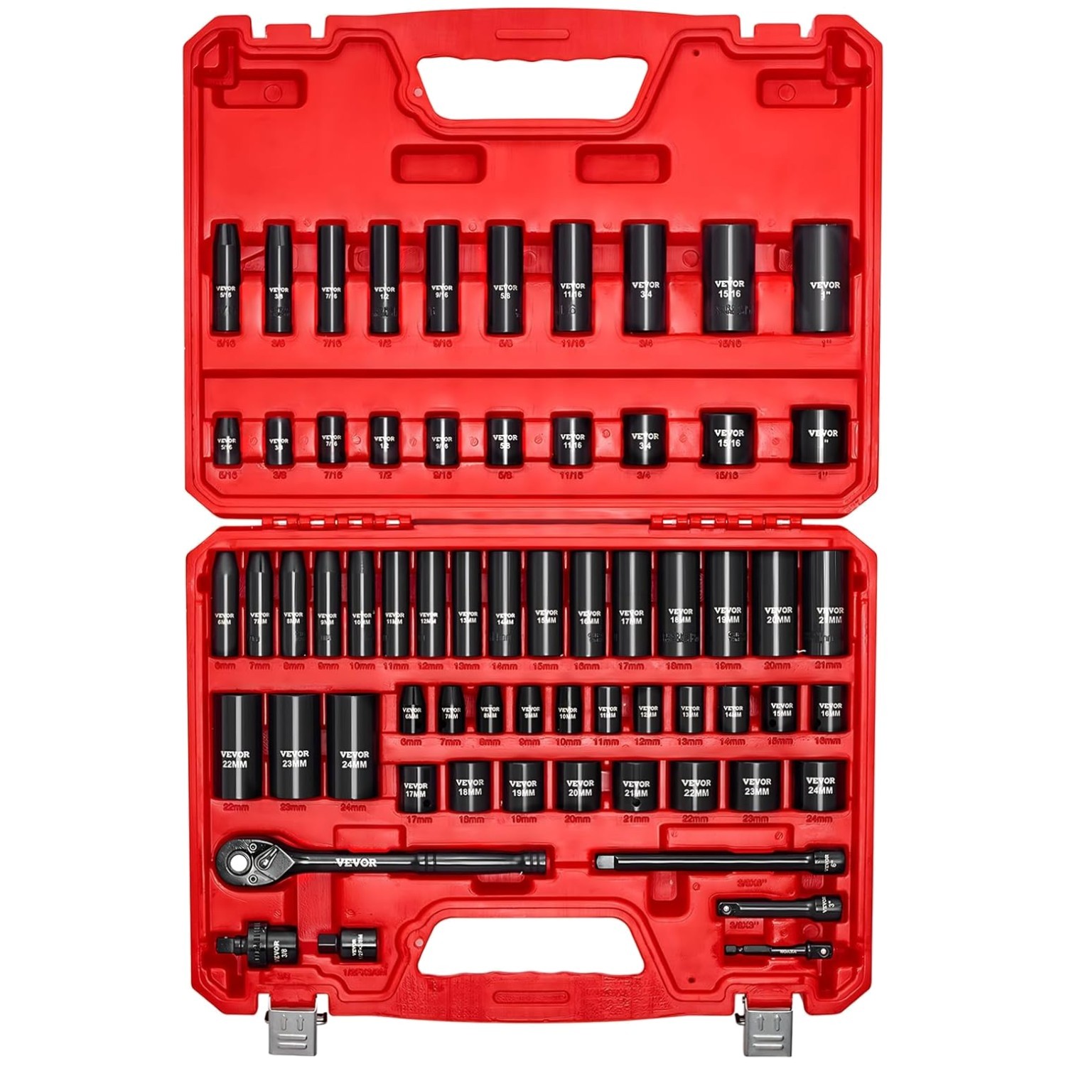 Vevor 64-Piece Impact Socket Set w/ Ratchet Handle