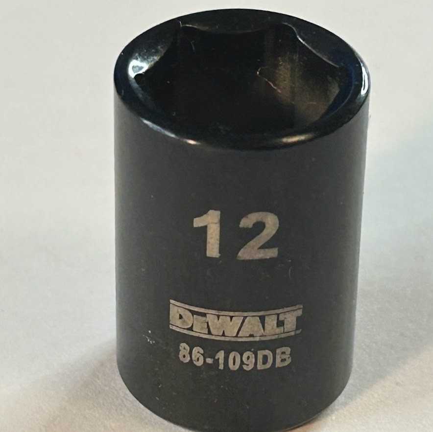 DeWalt 12 mm x 1/4″ Dr Black Chrome Socket – 86-109DB – 6 Pt Free USA Shipping