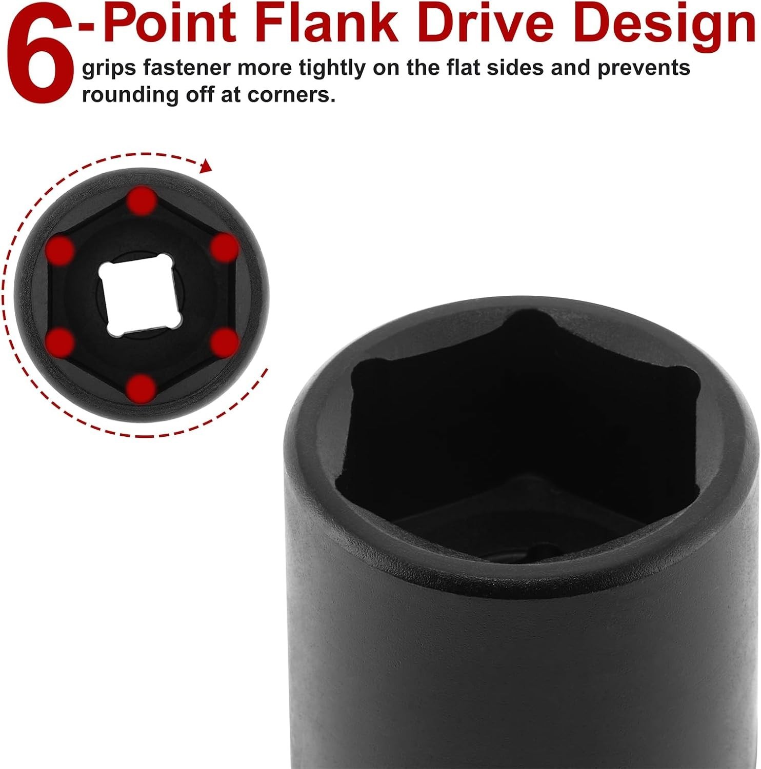 1/2″ Drive x 1-1/4″ Impact Socket, 6-Point, SAE, CR-MO