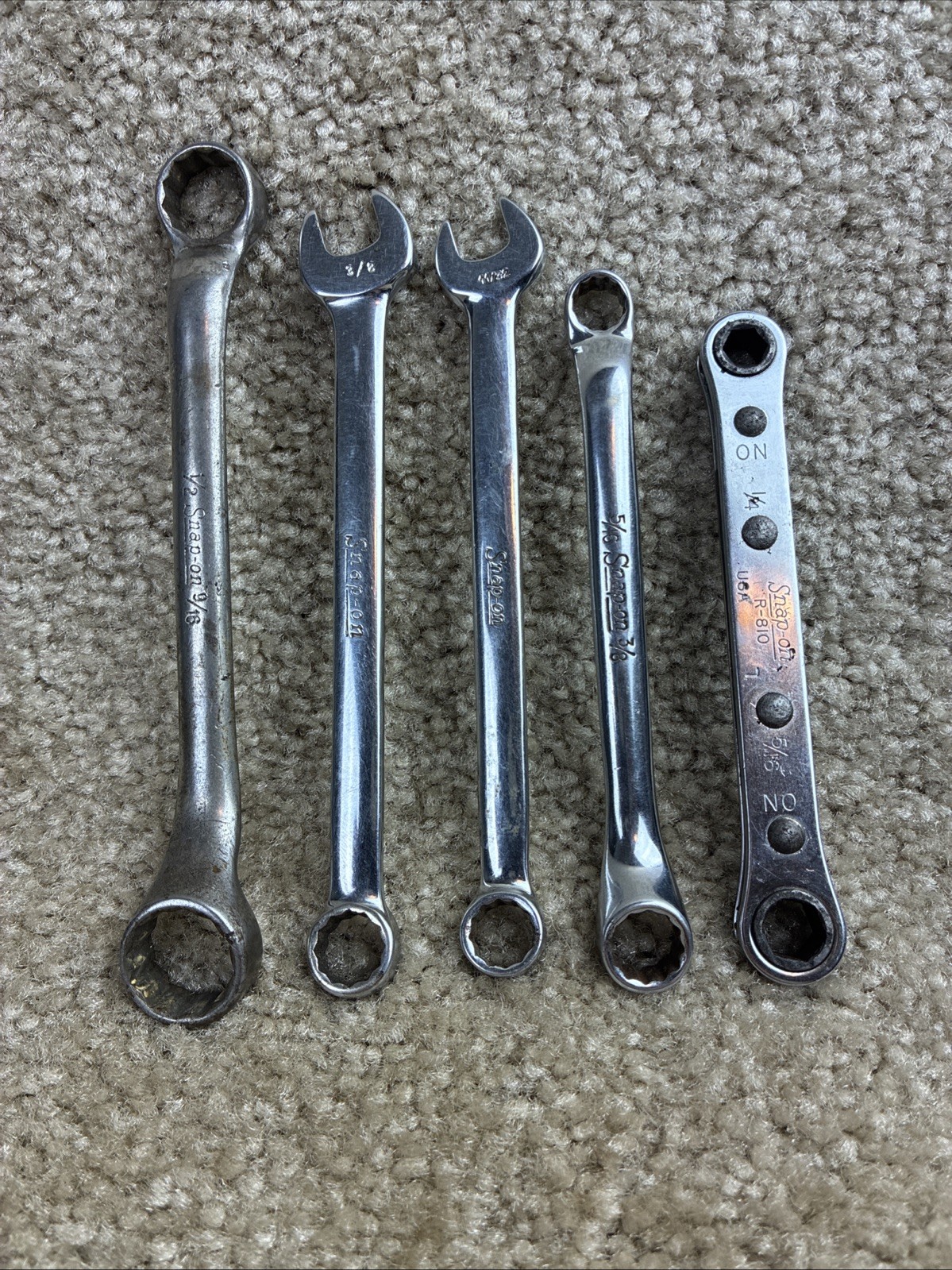 Snap-on 5pc.Small Wrench Set SAE Box & Combo Wrenches Vintage