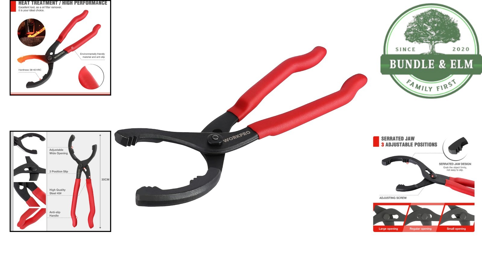 12-Inch Adjustable Oil Filter Pliers for Engine and Conduit Removal Tasks