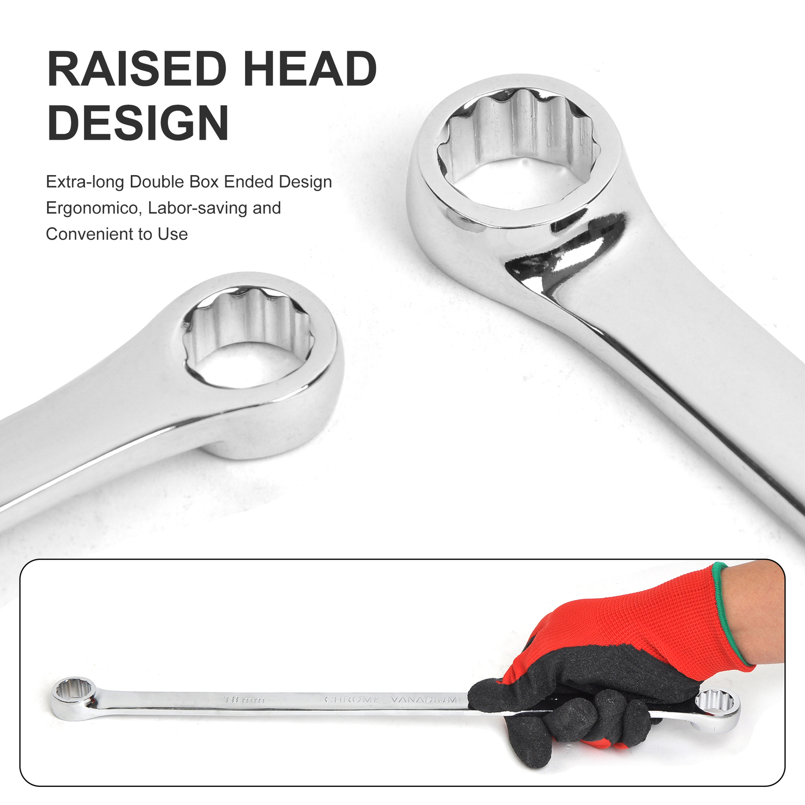Extra Long 6PCS Box End Wrench Set, Metric Durable Aviation Spanner CRV 8mm-19mm
