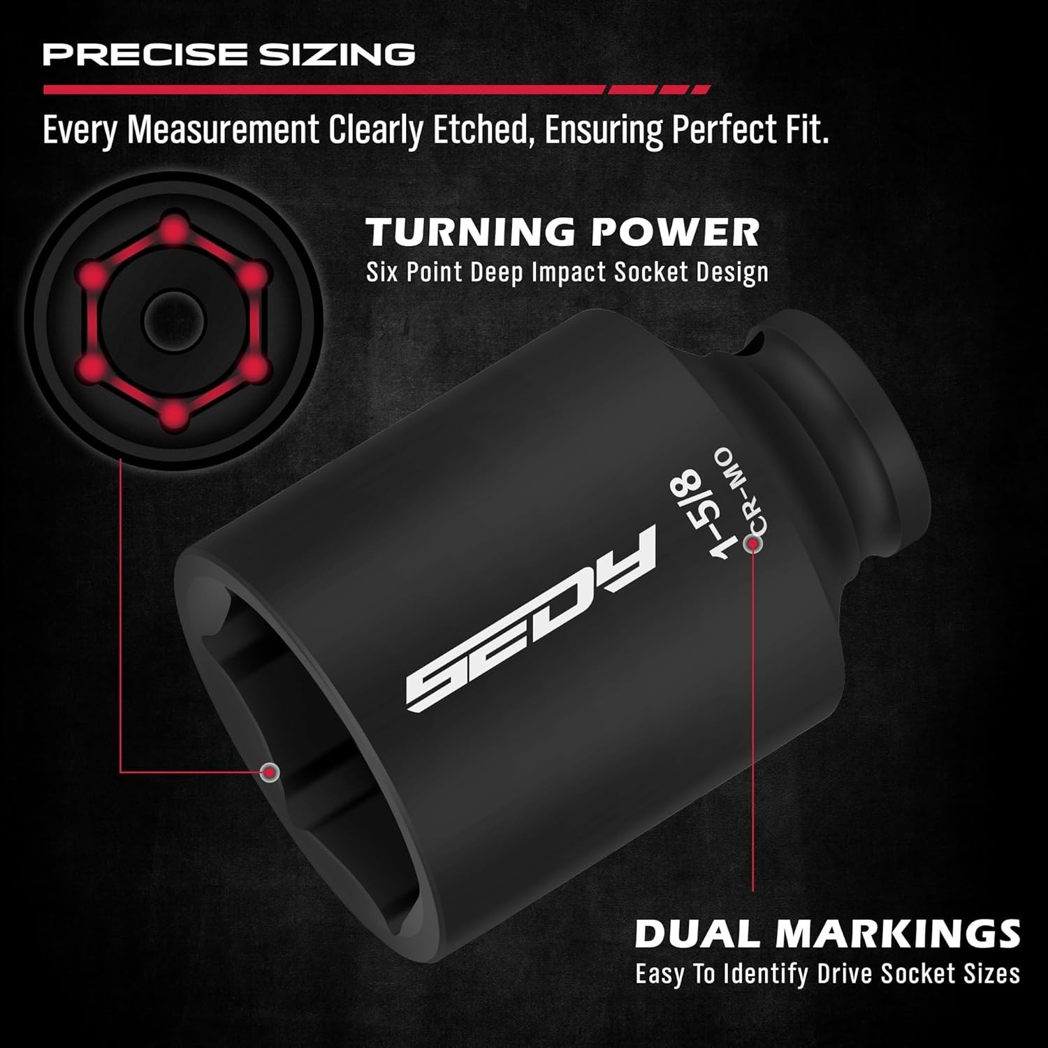 8-Piece 1/2″ Drive SAE Deep Impact Socket Set