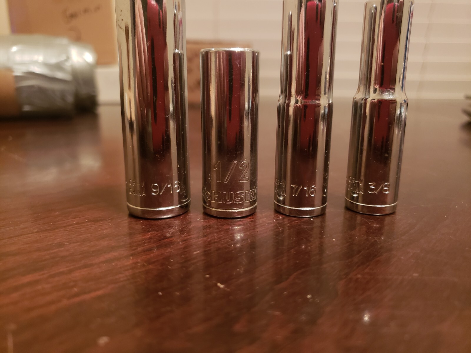 Lot of 4 DEEP Sockets 3/8″ Drive including 9/16″ 1/2″ 7/16″ 3/8″ Funky Formats