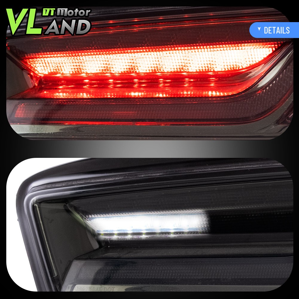 Set VLAND LED Tail Lights For Chevy Camaro 2016-2018 DRL FULL Smoked Sequential