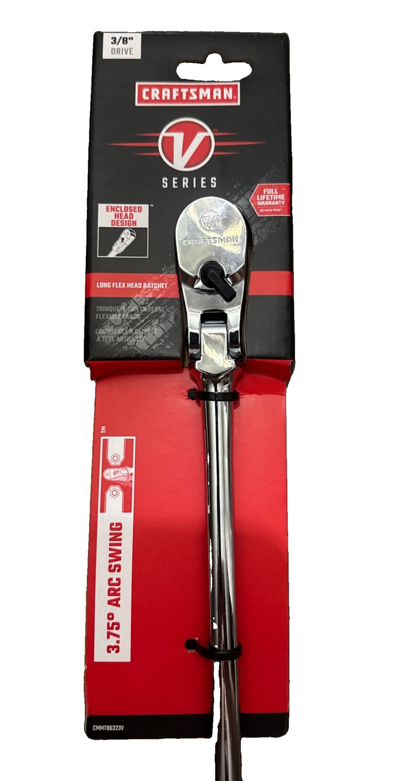 NEW Craftsman V-Series 3/8” Drive 96T Long Handle Flex Head Ratchet CMMT86323V V