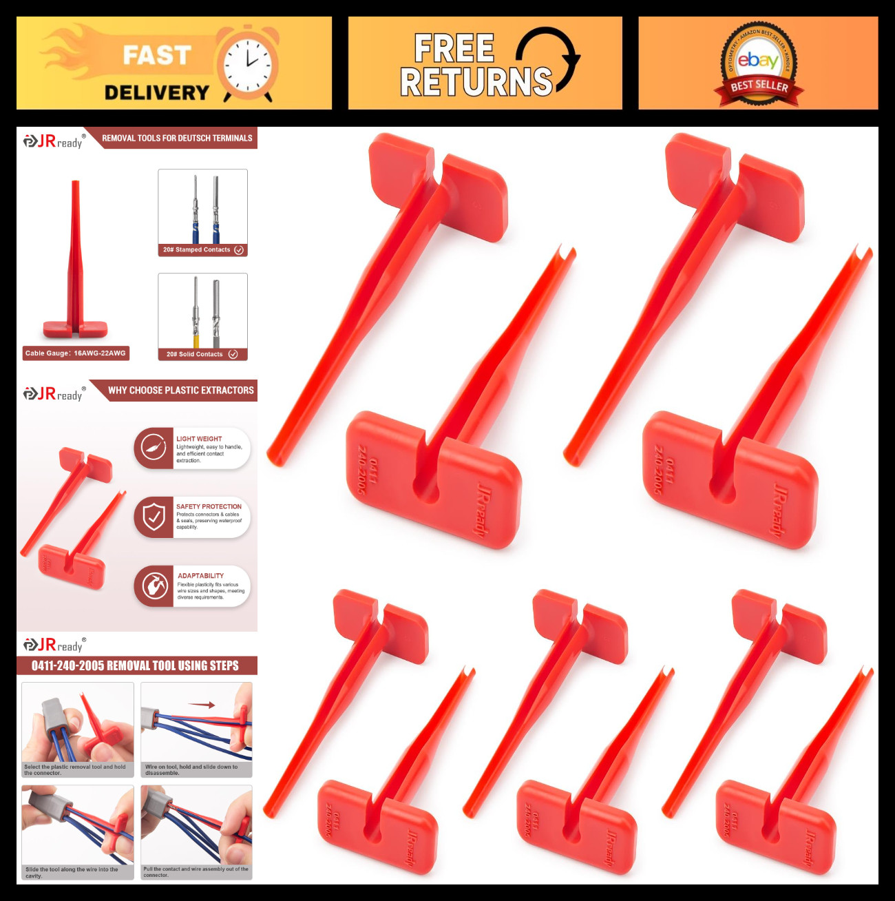Pin Removal Tool Kit for Deutsch Connectors, 10PCS Pin Extractor Set, Size 20 Co
