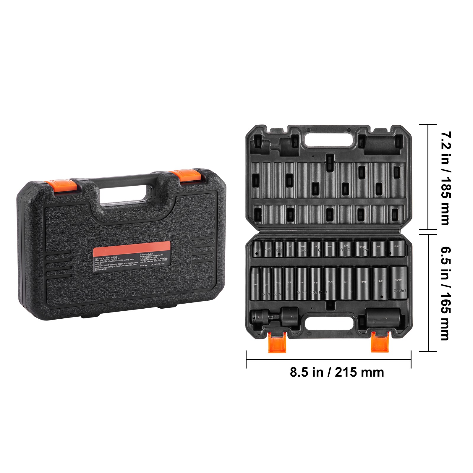 Uimoso Impact Sockets Set 25pcs 6-Point 3/8in Drive Bit Ratchet Tool Kit Case