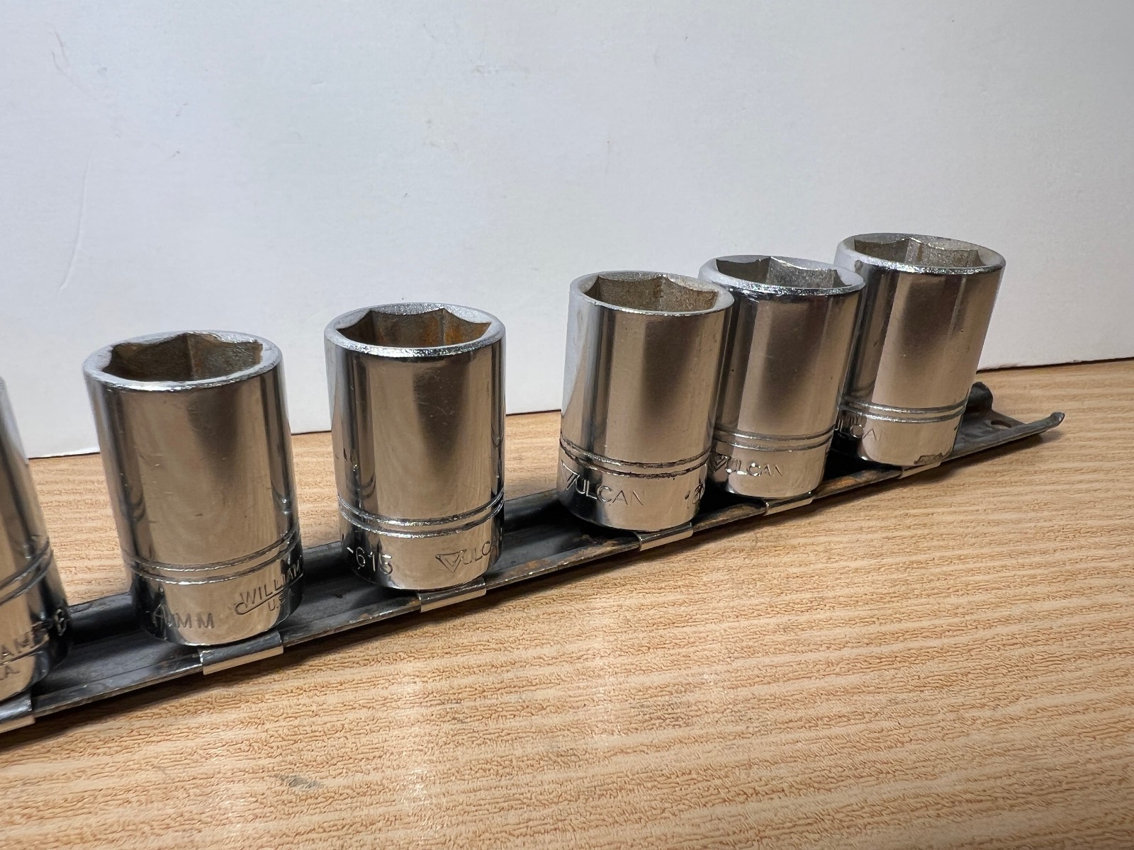 Vintage 1970 Vulcan Williams BM Metric Shallow Socket 10pc Set 3/8 Drive USA 6pt