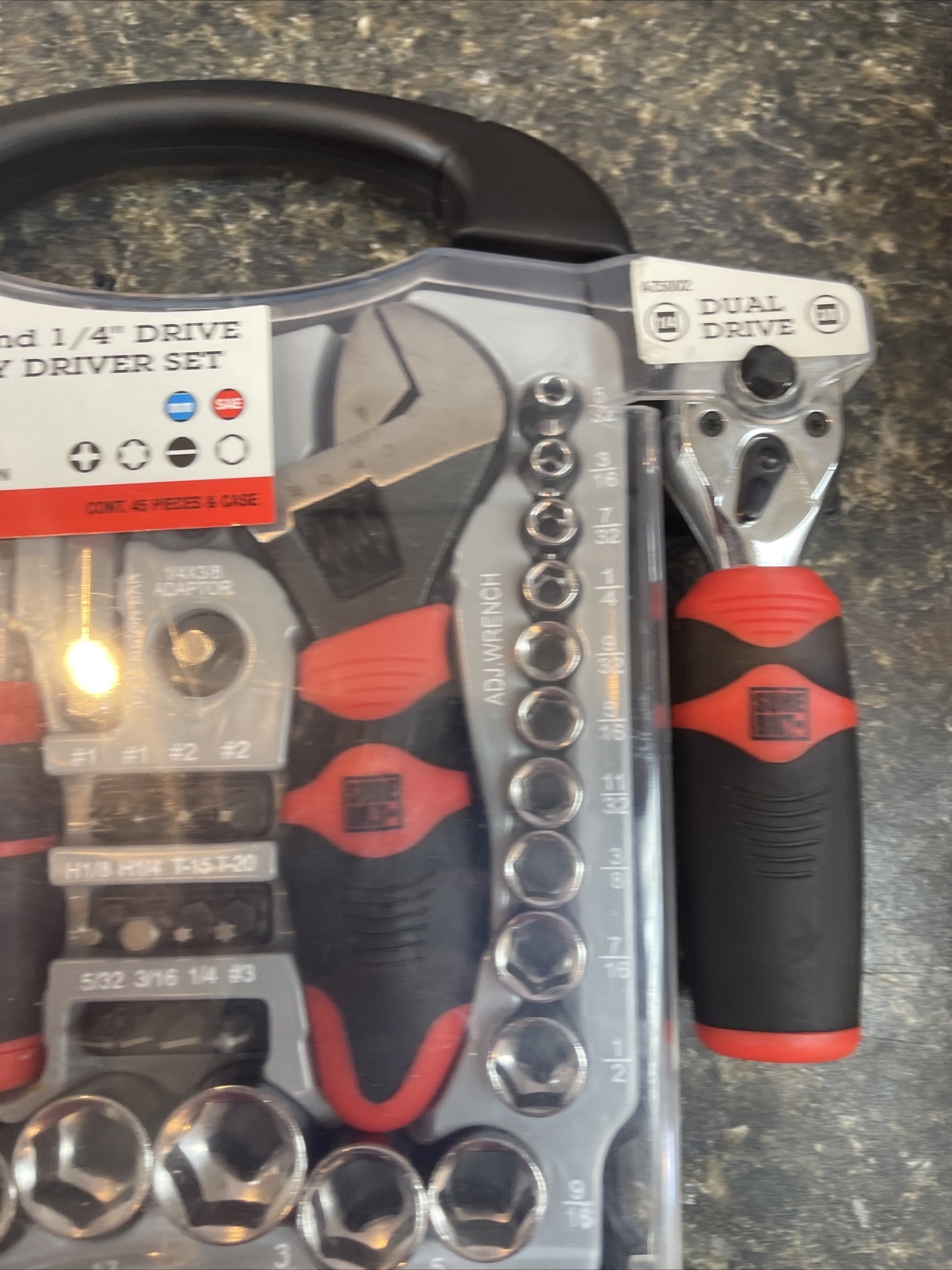 SUREBILT Stubby Driver Dual Drive Ratchet SAE/METRIC Tool Set 45 Piece # AZ5002