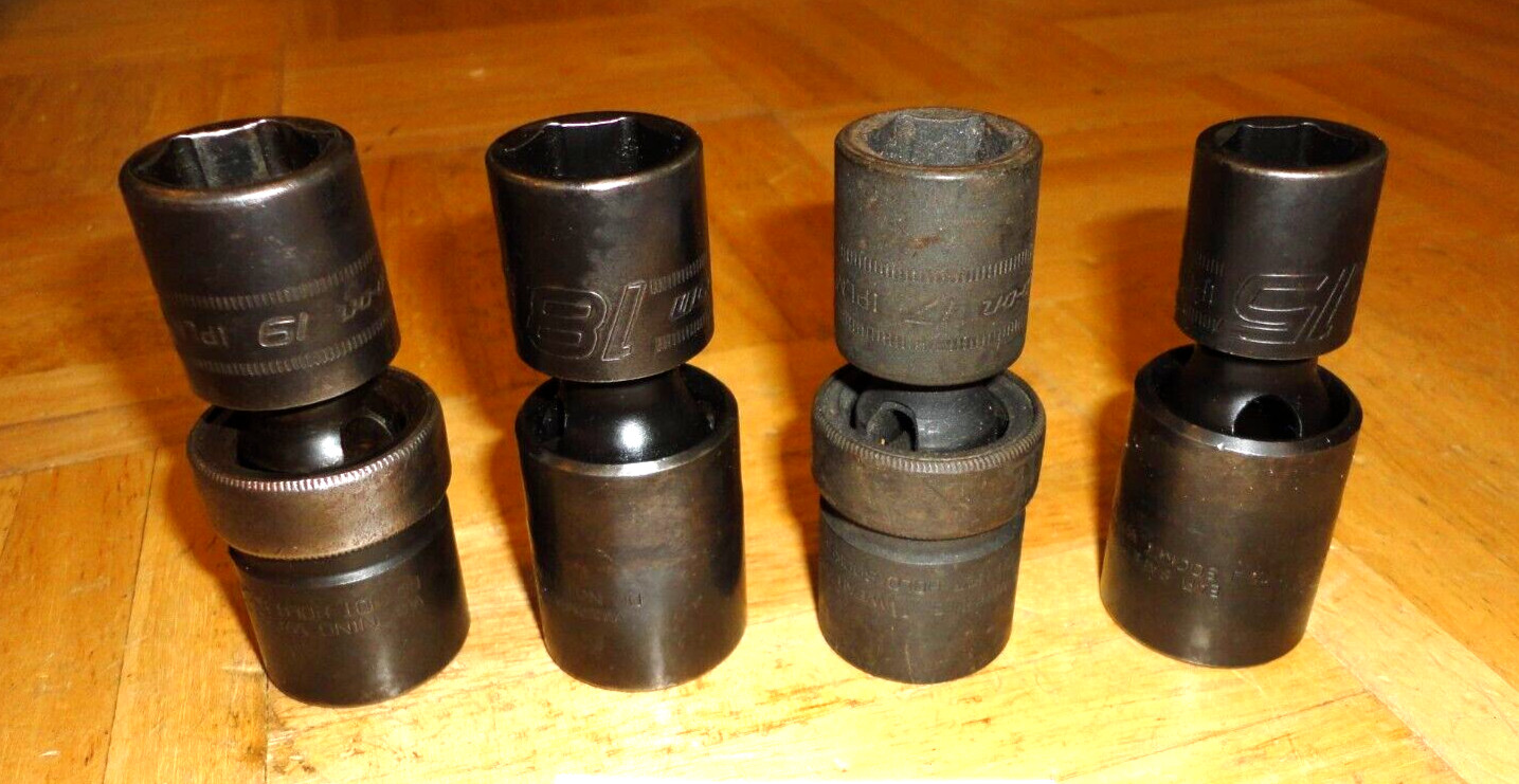 SNAP-ON TOOLS UNUSED 4 PIECE 1/2 DR. METRIC SWIVEL IMPACT SOCKETS 15, 17, 18, 19
