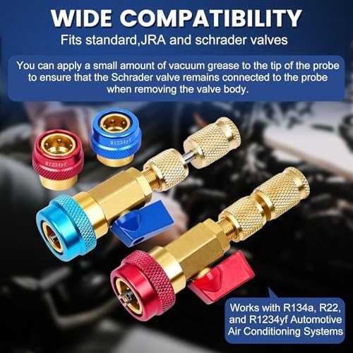 AC Valve Core Removal Tool Kit 60pcs Schrader Remover Installer R134a R1234YF