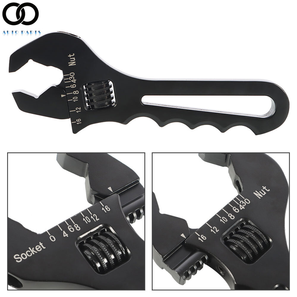 Black Aluminum 3AN 4AN-16AN Adjustable Wrench Tool Spanner For Hose End Fitting