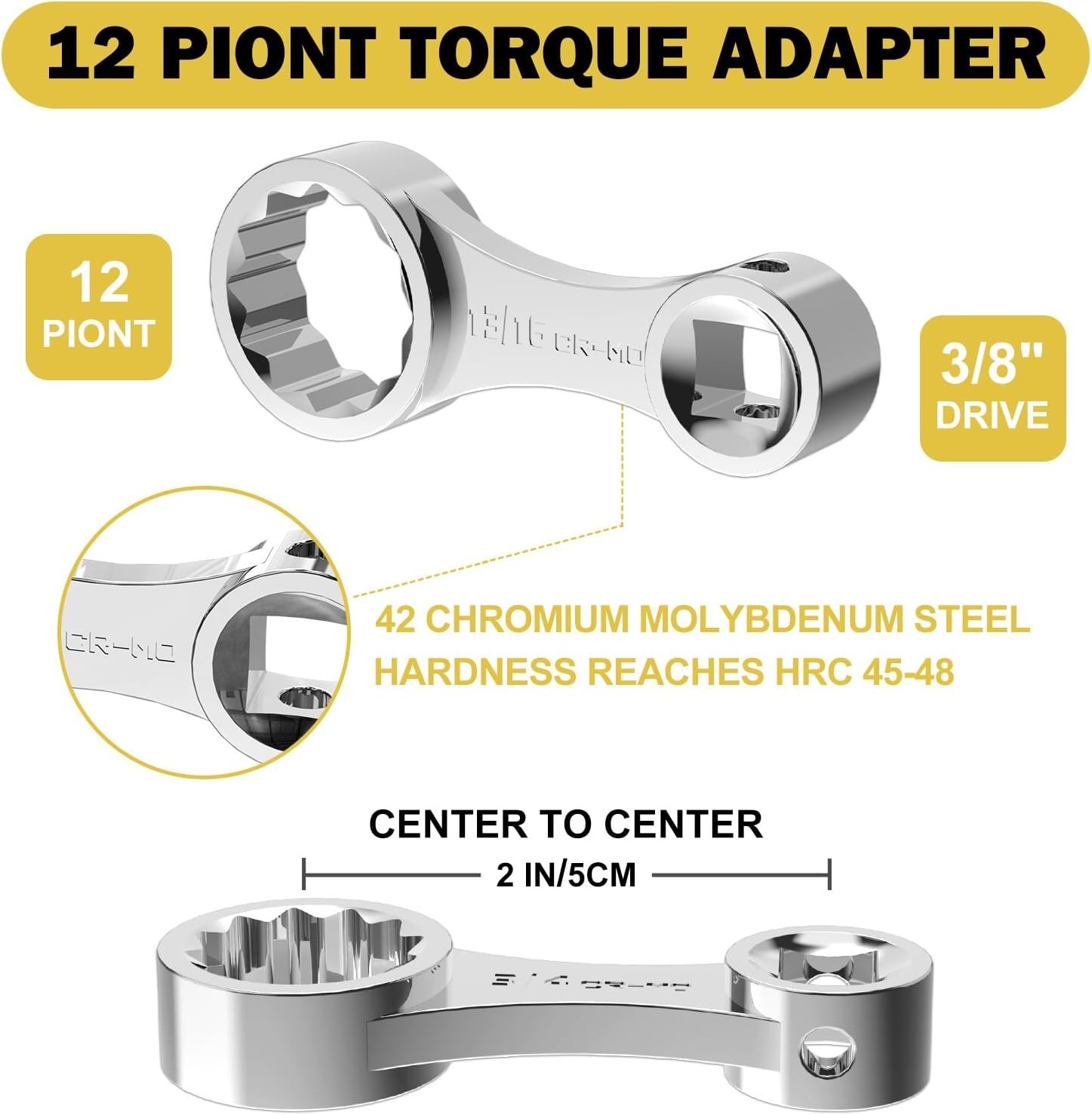 12-Pc SAE Torque Adapter Set 3/8″ Drive 5/16″-7/8″ & 1/4″ Extension