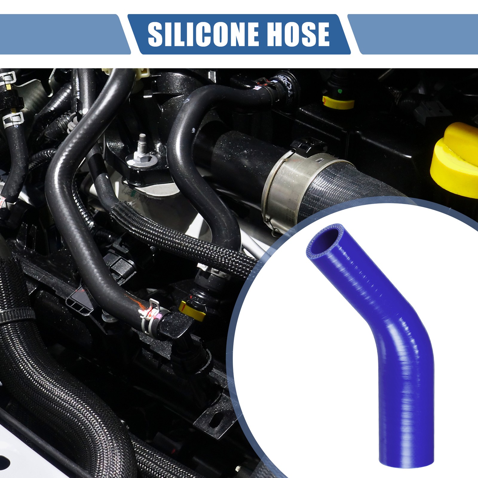 25-35mm 0.98″-1.38″ ID 102mm 4.02″ 45 Degree Long Blue Silicone Tube For Car