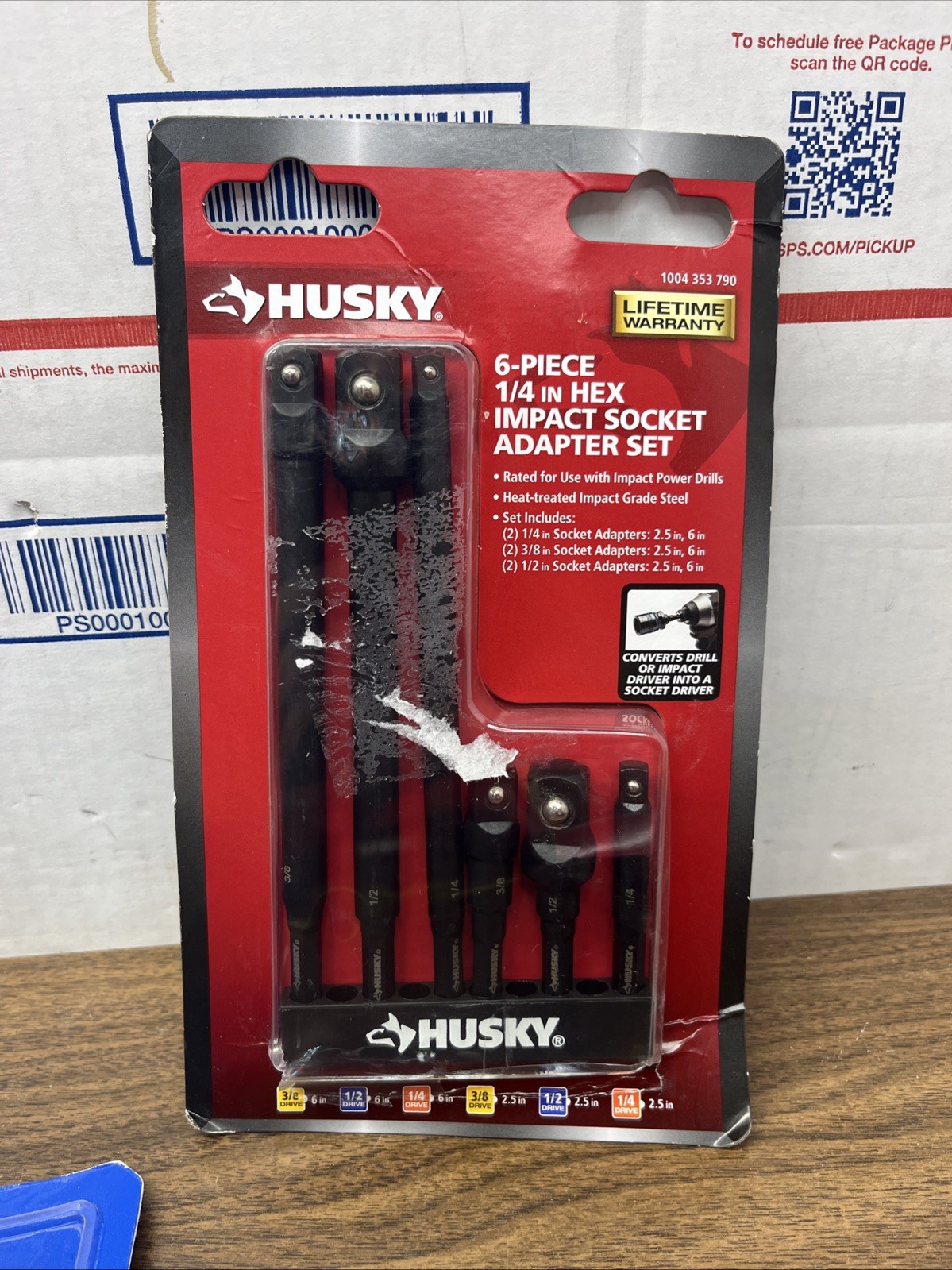 Husky 1004 353 790 6-Piece 1/4″ HEX Impact Socket Adapter Set *NEW*