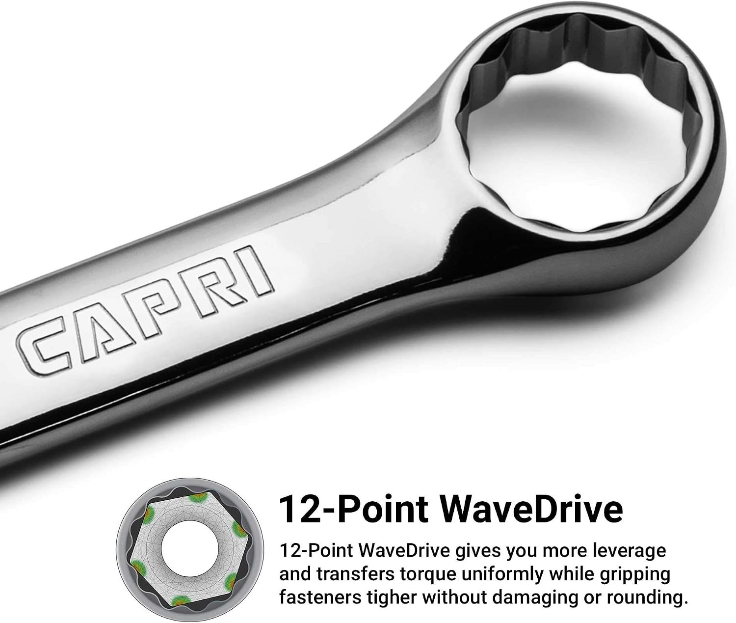 1/4-inch 12-Point Combination Wrench with 15-Degree Offset for Optimal Torque