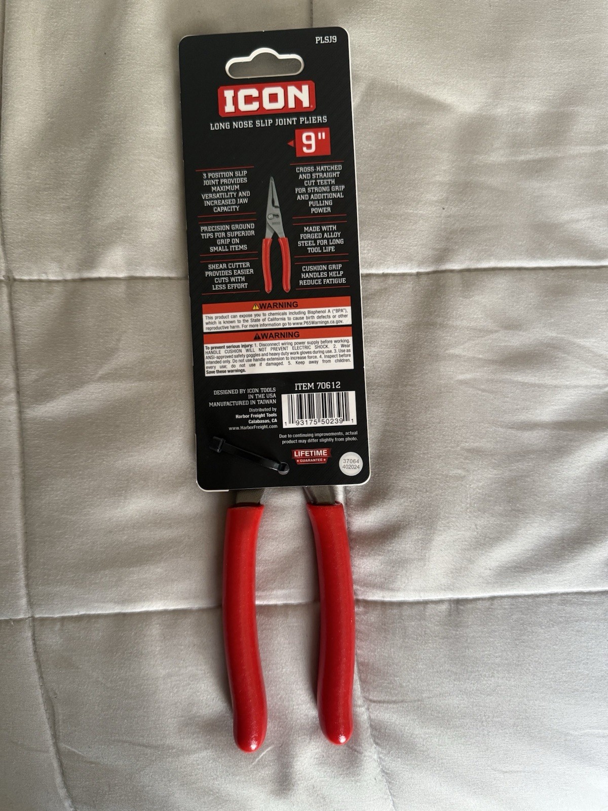 New ICON 9 Inch Long Nose Slip Joint Adjustable Pliers PLSJ9