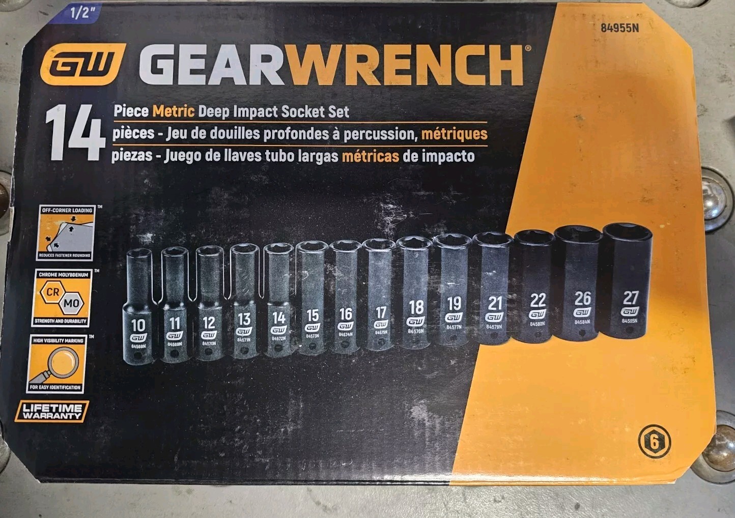 GEARWRENCH 14 Pc. 1/2″ Drive 6 Pt. Metric Deep Impact Socket Set 84955N FREESHIP