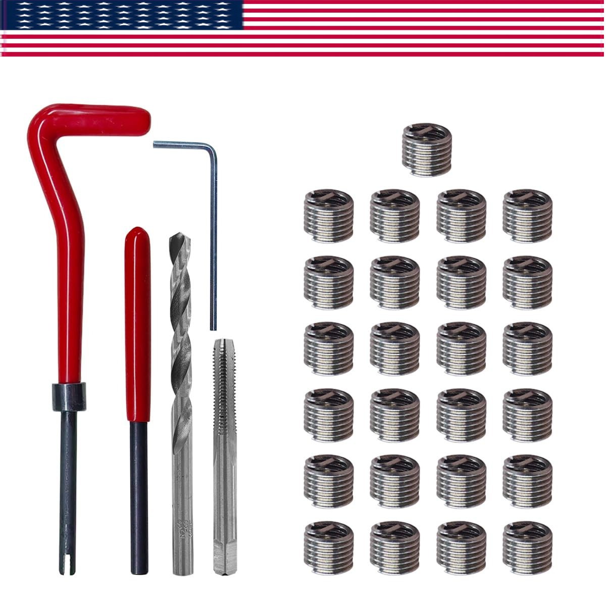 30PCS M6x 1.0mm Thread Repair Insert Kit with Stainless Steel Helicoil Inserts