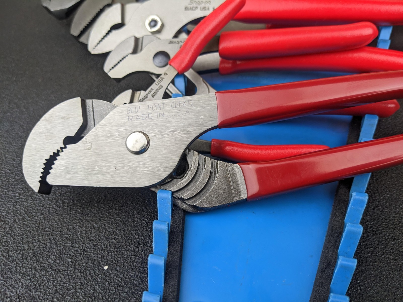#bp054 Snap-on Tools USA NEW RED Adjustable Joint Pliers Foam Set PLAJ600FR