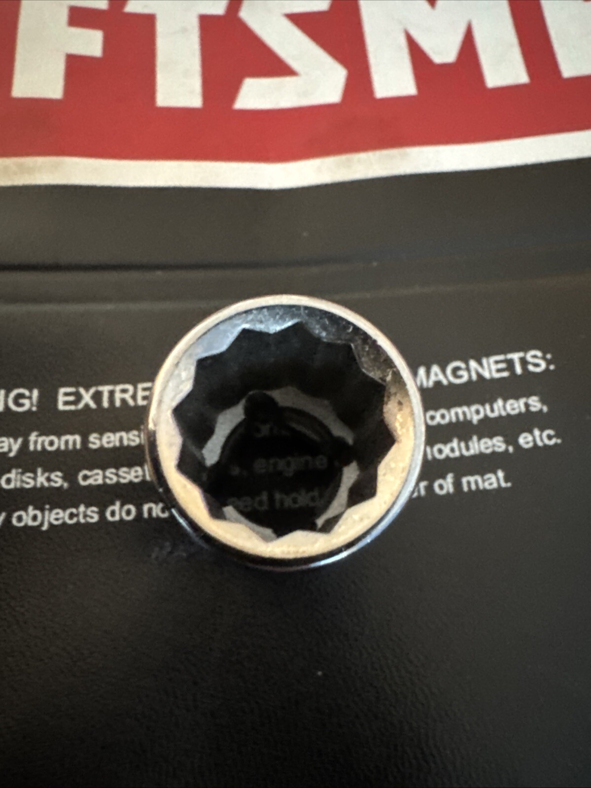 Vintage Sears Craftsman 44236 G 15mm 12 Point 1/2″ Drive Chrome Socket USA Nos
