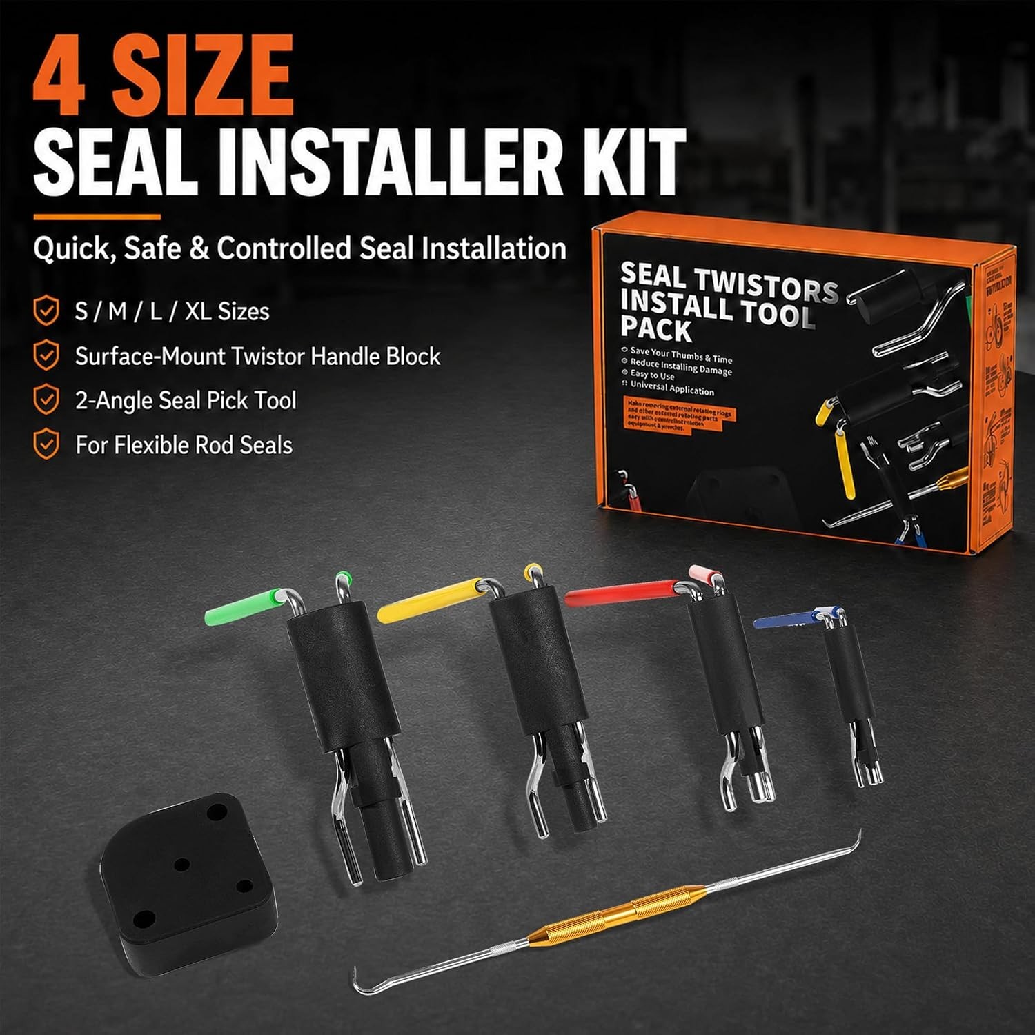 Complete Hydraulic Seal Installer Set – 4 Sizes for Efficient Repairs, 0.7″-6.5″