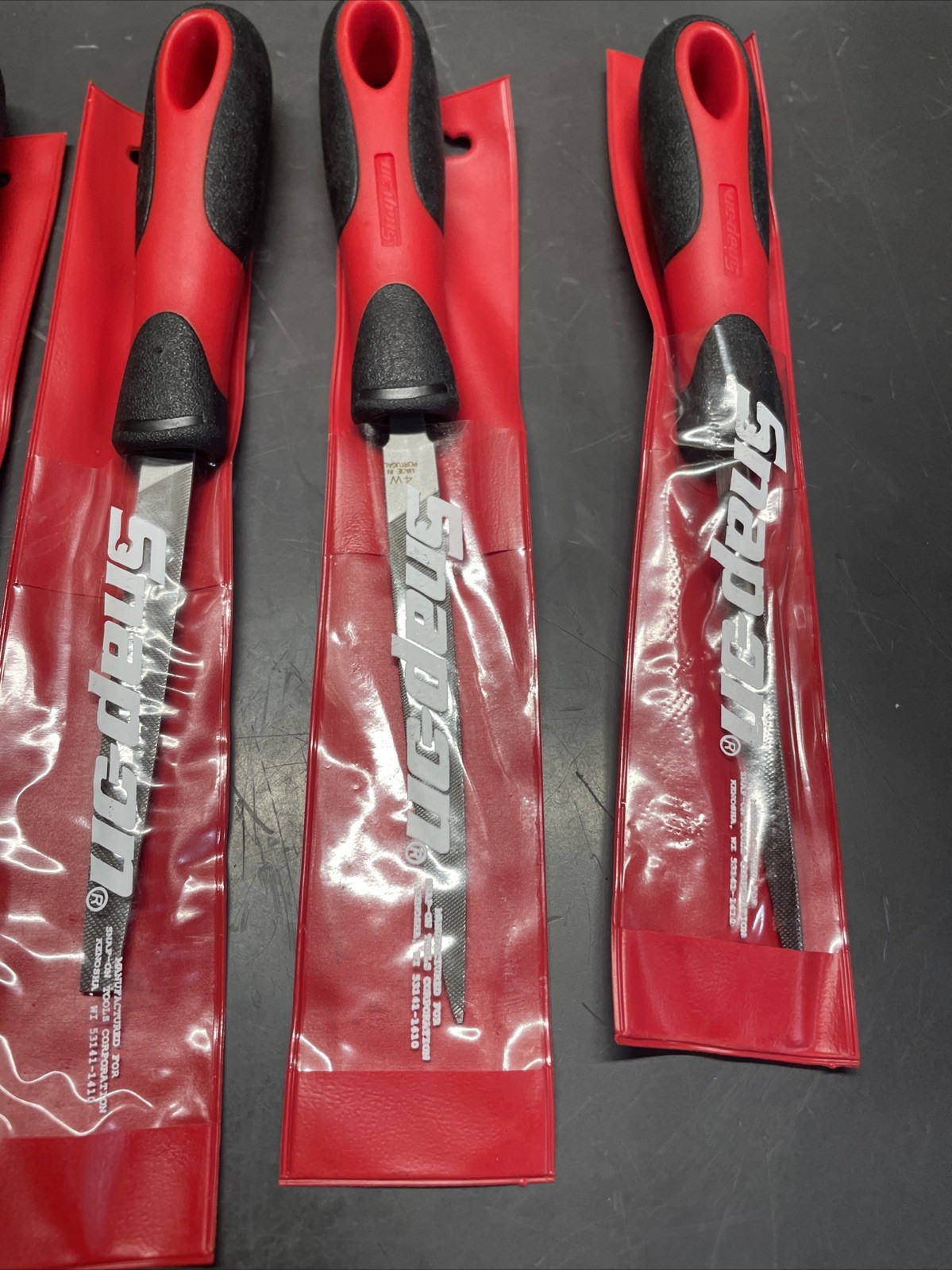 Snap On Tools NEW SGFMN106 6 Piece Red Soft Grip Handle Miniature File Set