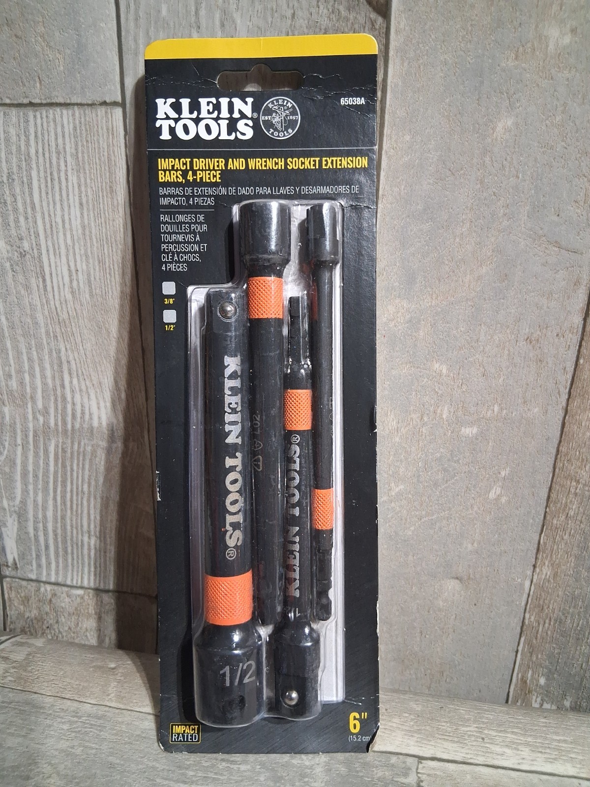 Klein Tools 6-Inch Impact 1/4 3/8 1/2 Driver and Socket Extension Bar Set 65038A