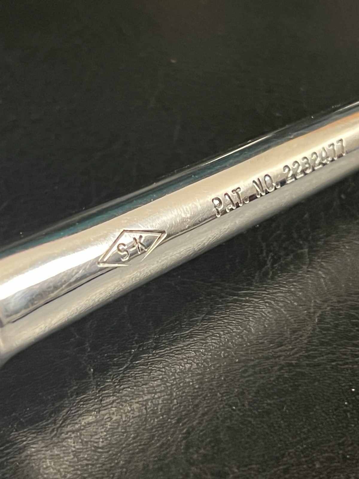 S-K Tools Chrome 1/2″ Dr Ratchet # 42470 USA 10″ Long Knurled Handle Reversible