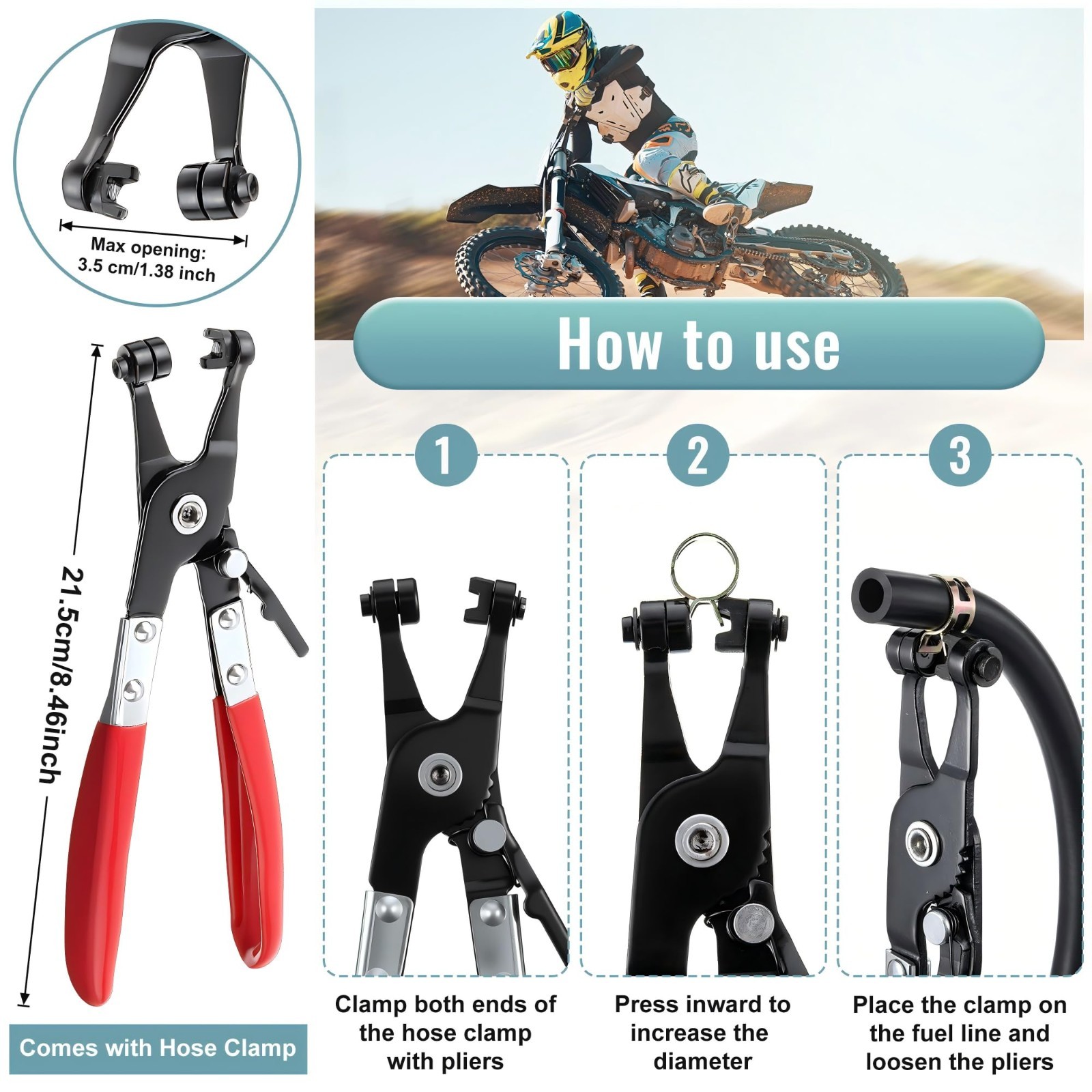 10 Ft Fuel Line Set – 5 Sizes 1/8″ to 5/16″ ID, Hose Clamp Pliers & 50 Clamps fo