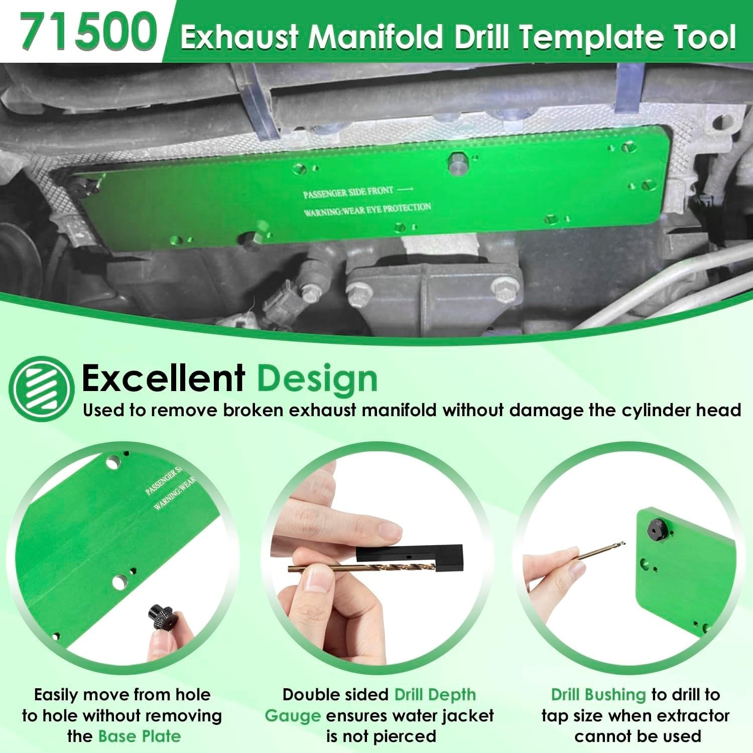 71500 Exhaust Manifold Bolt Drill Template Removal Tool Dodge 5.7L HEMI Engine