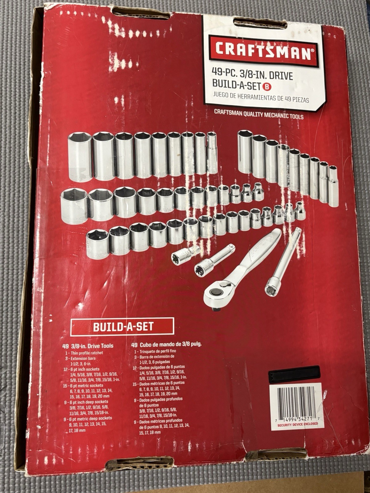 NOS Sears Craftsman 49pc 3/8” Drive Build-A-Set 34271 USA Low Profile Ratchet
