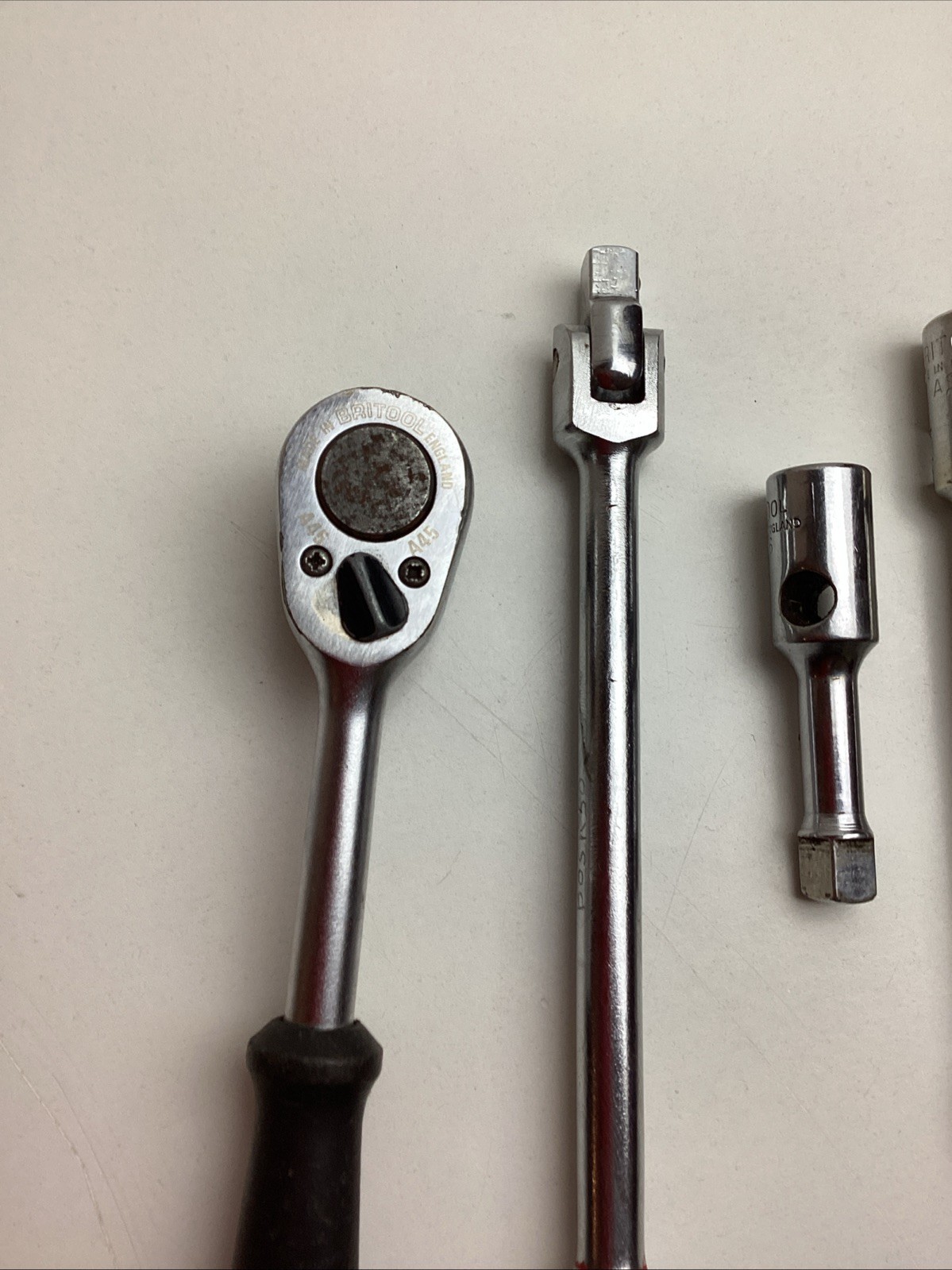 6 Pc BRITOOL 3/8”Drive Assortment. 4 Extensions. Ratchet. T Bar. Breaker Bar