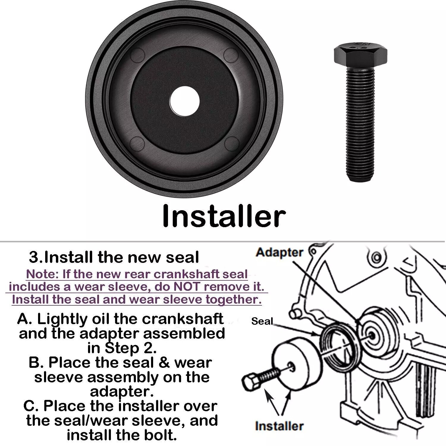 7834 Rear Crankshaft Seal Installer Tool for Ford Ranger & Explorer w/ 4.0L V6