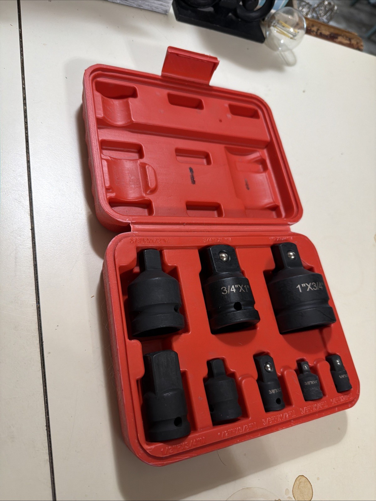 8Pcs Impact Socket Reducer Adapter Set Convertor Adaptors 1/4″ 3/8″ 1/2″ 3/4″ 1″