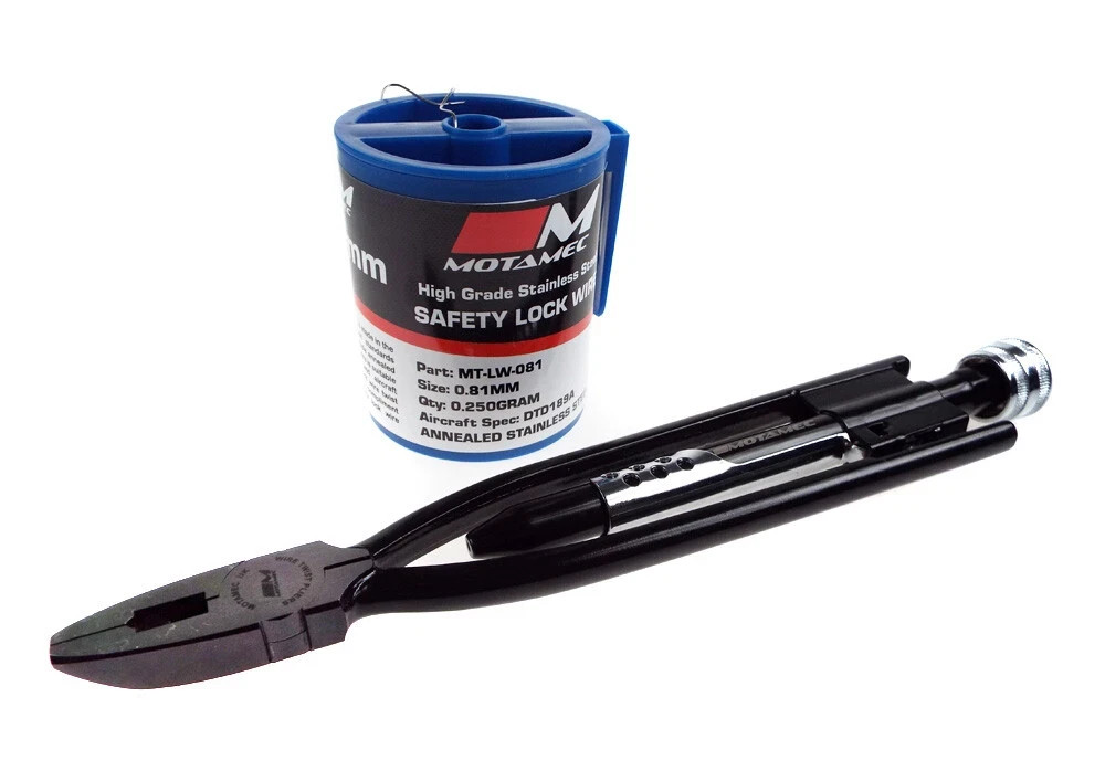 Motamec 9 Inch Safety Lock Wire Twisting Pliers & 0.81mm Lock Wire Set