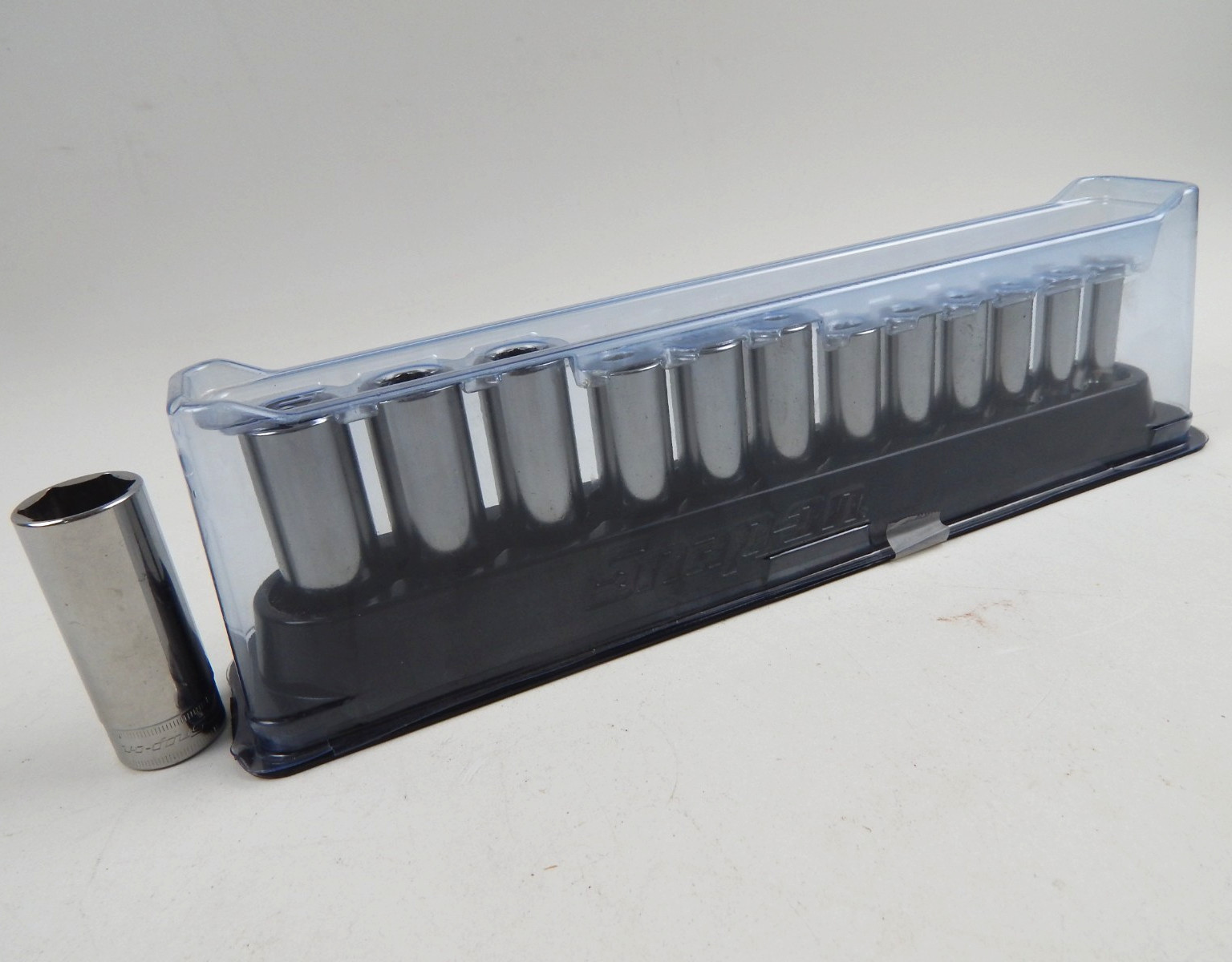 Snap-on Tools 212SFMY 12pc 3/8″ Drive 12pt Deep Socket Set 8-18mm +20mm READ