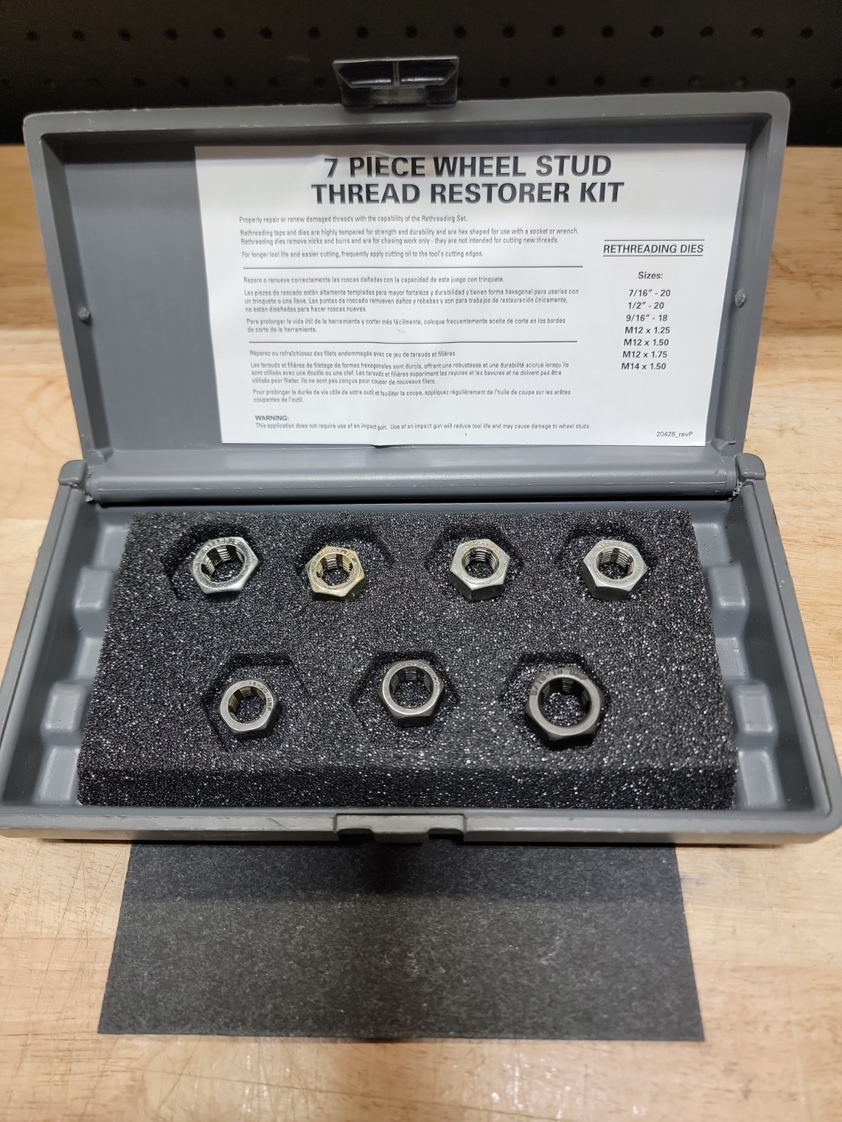 Lang Tools 7-piece Wheel Stud Thread Restorer Kit 2583 W/ Case Mechanic Auto